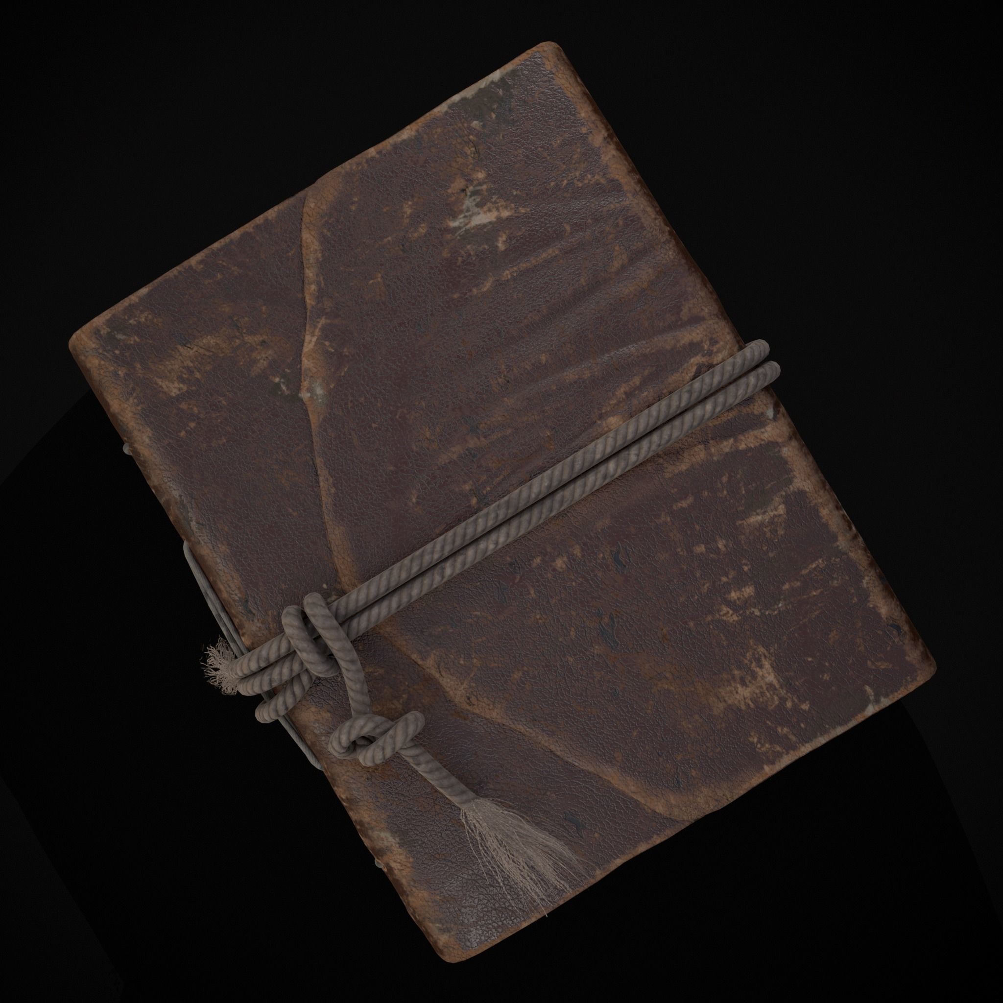 Rope Tied Leather Bound Book Low-poly 3D model_9