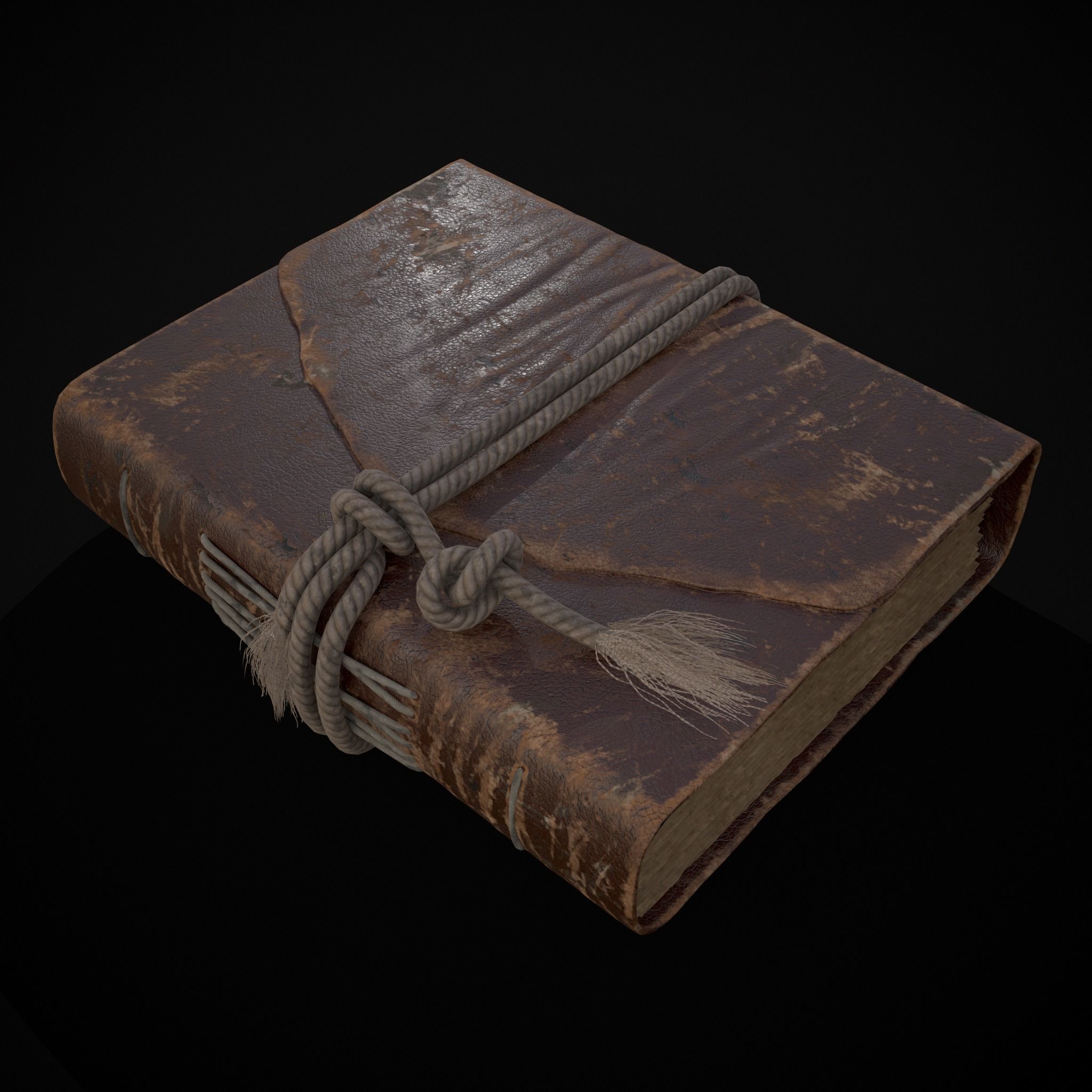 Rope Tied Leather Bound Book Low-poly 3D model_21