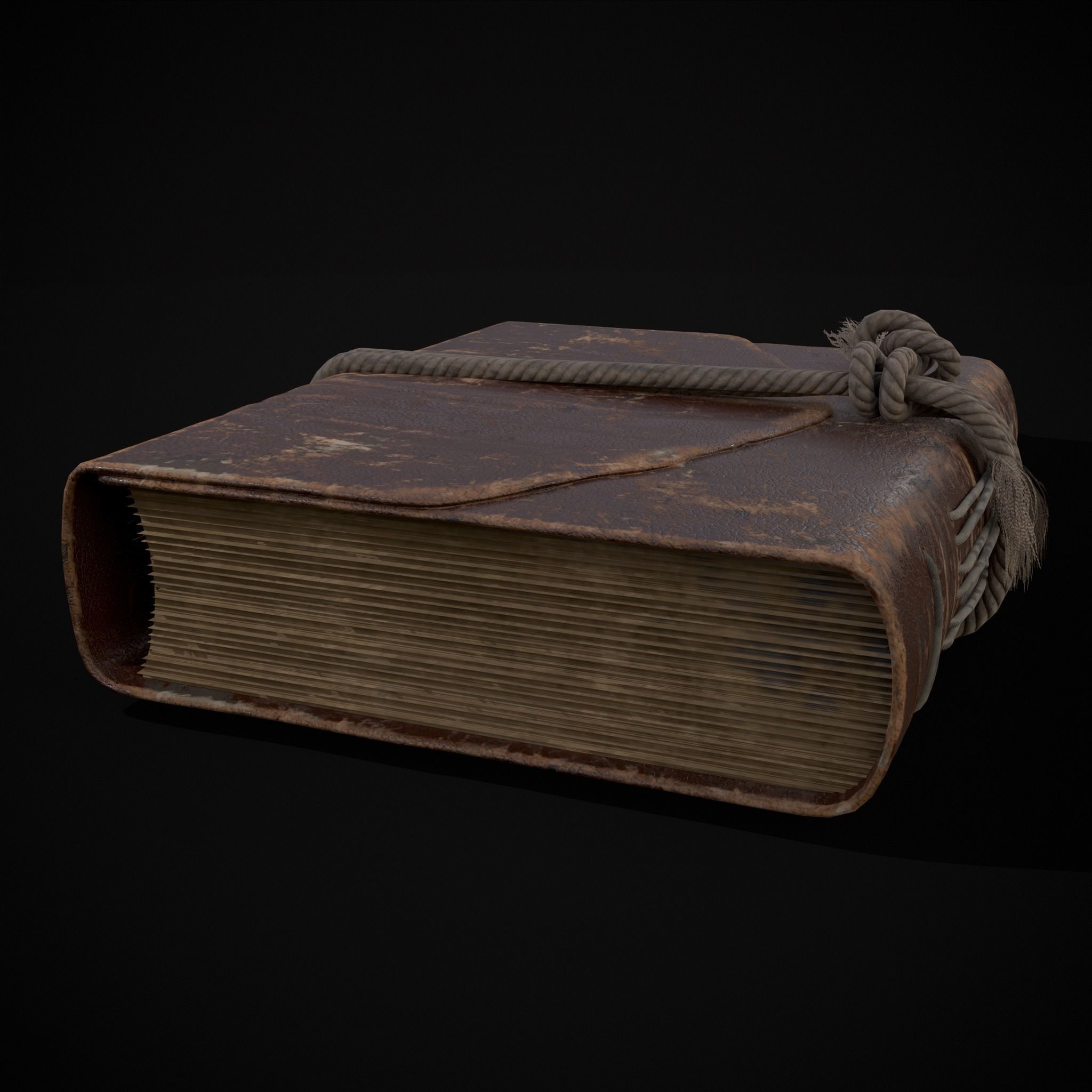 Rope Tied Leather Bound Book Low-poly 3D model_17