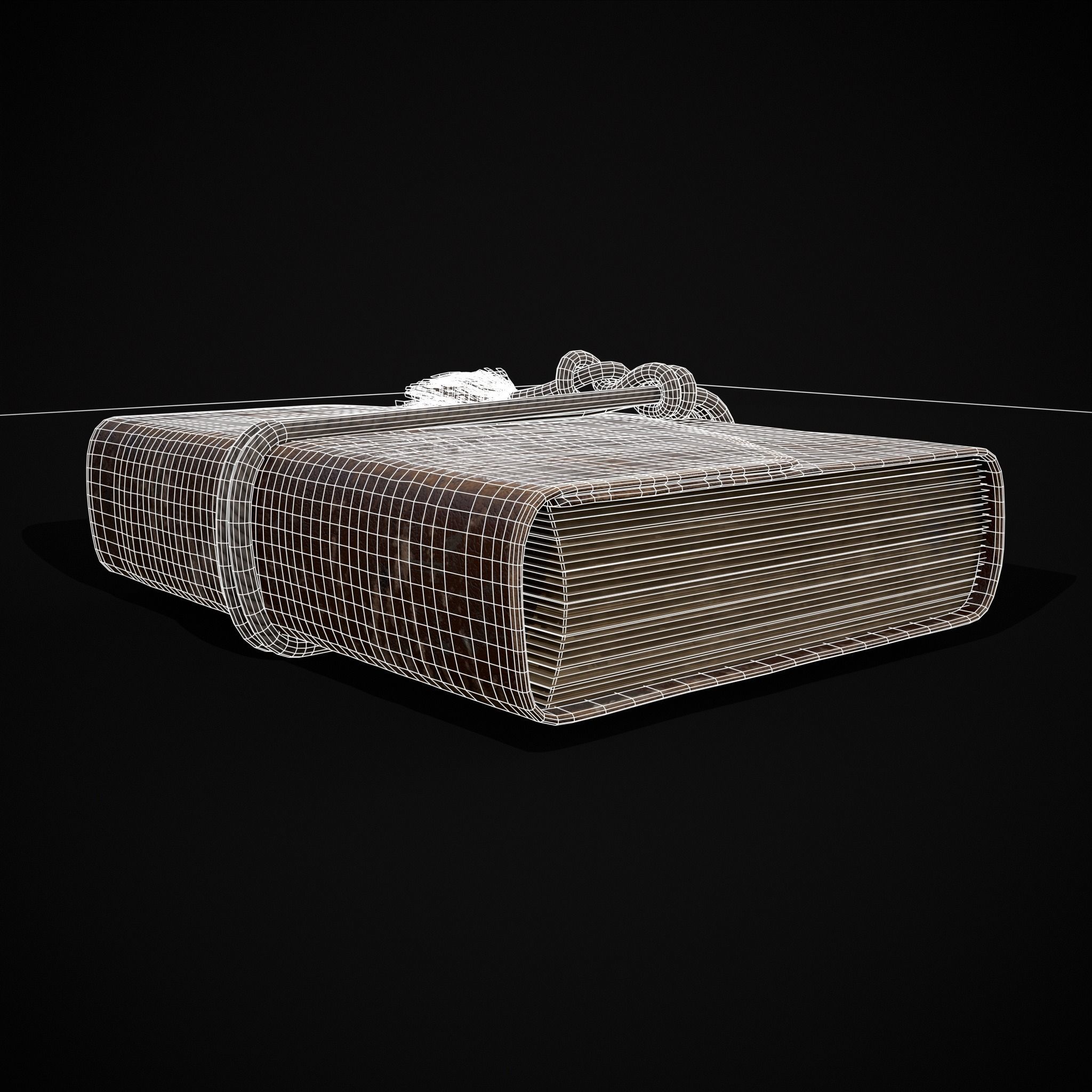 Rope Tied Leather Bound Book Low-poly 3D model_28