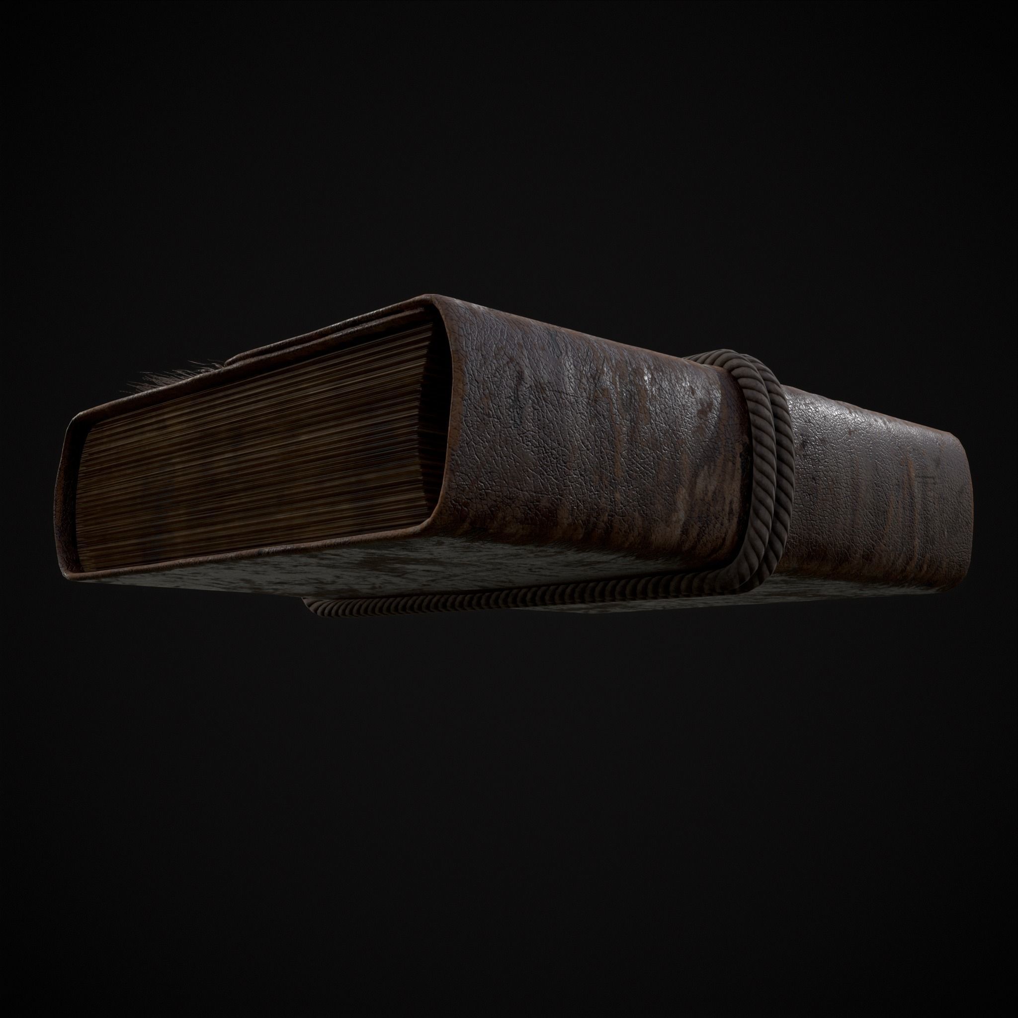 Rope Tied Leather Bound Book Low-poly 3D model_23