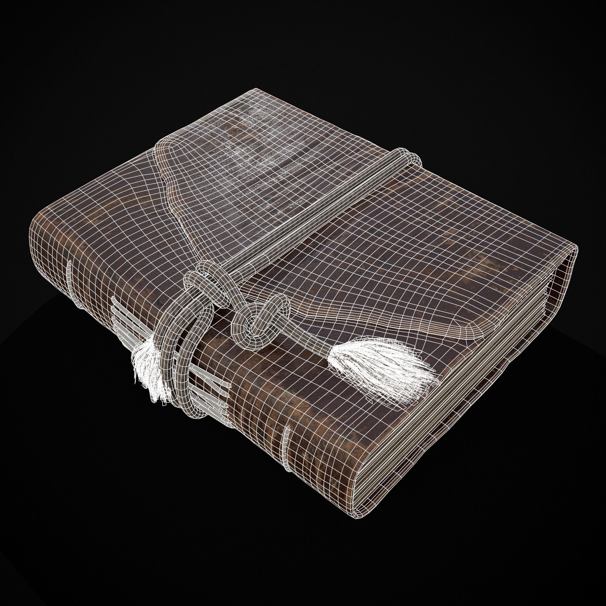 Rope Tied Leather Bound Book Low-poly 3D model_22