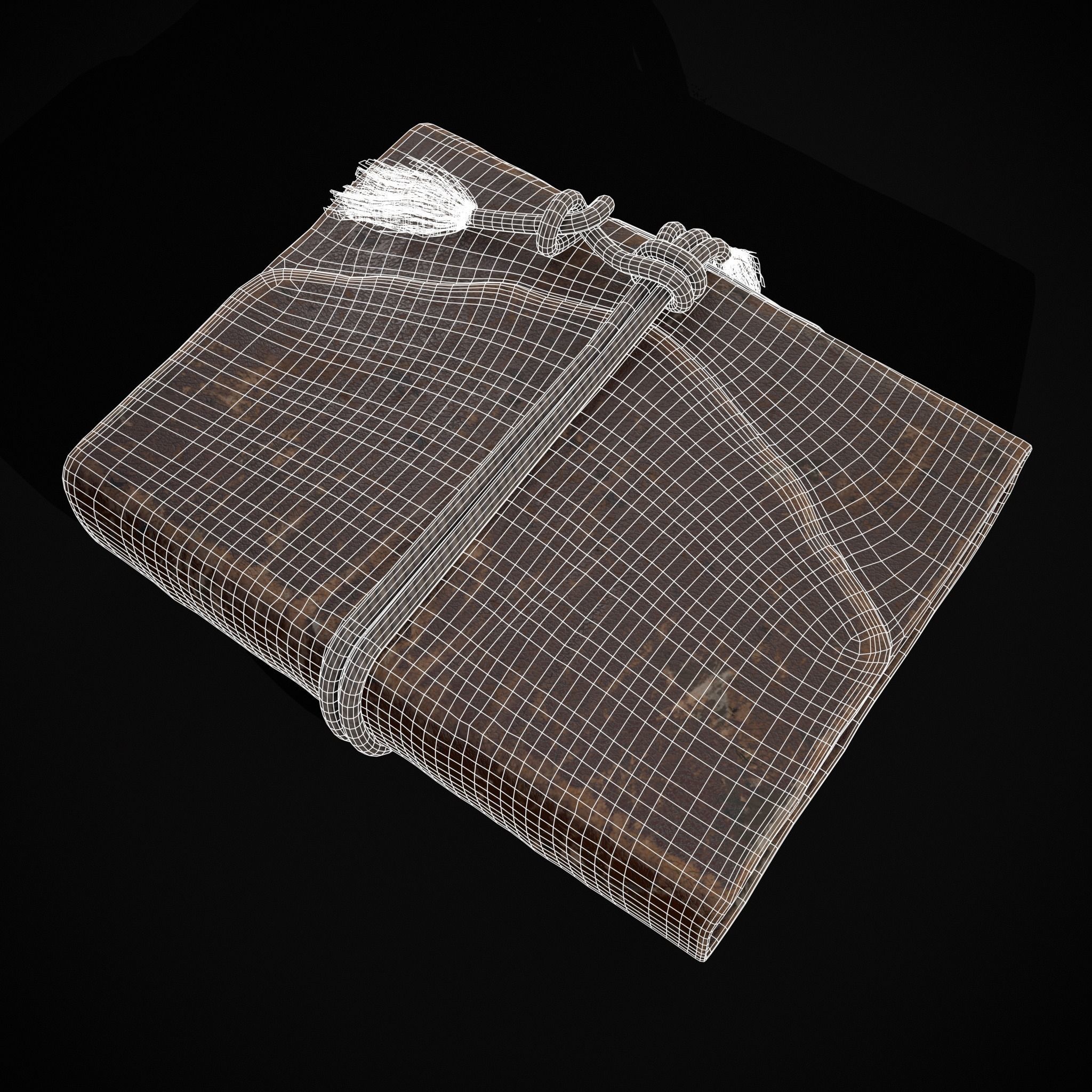 Rope Tied Leather Bound Book Low-poly 3D model_30