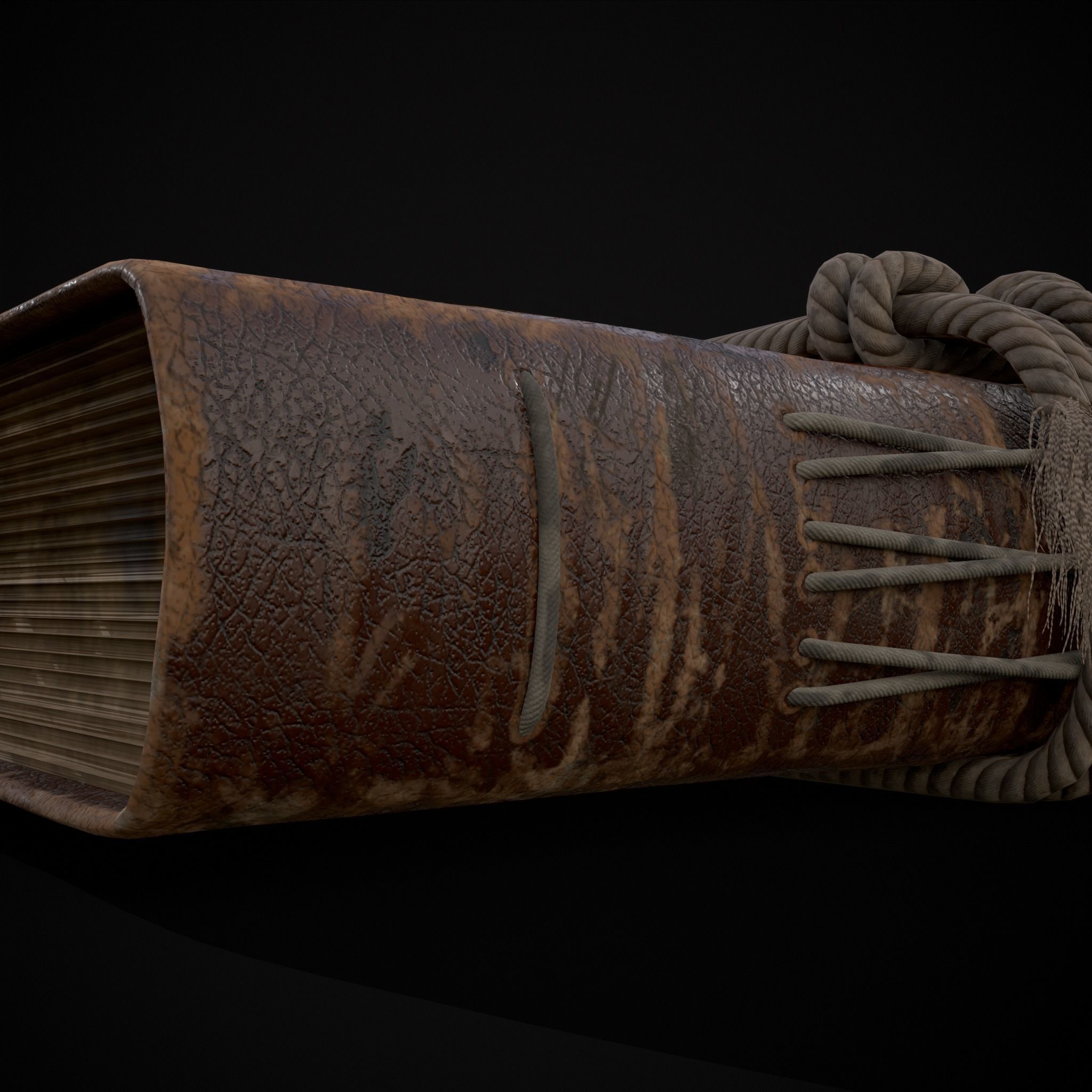 Rope Tied Leather Bound Book Low-poly 3D model_13