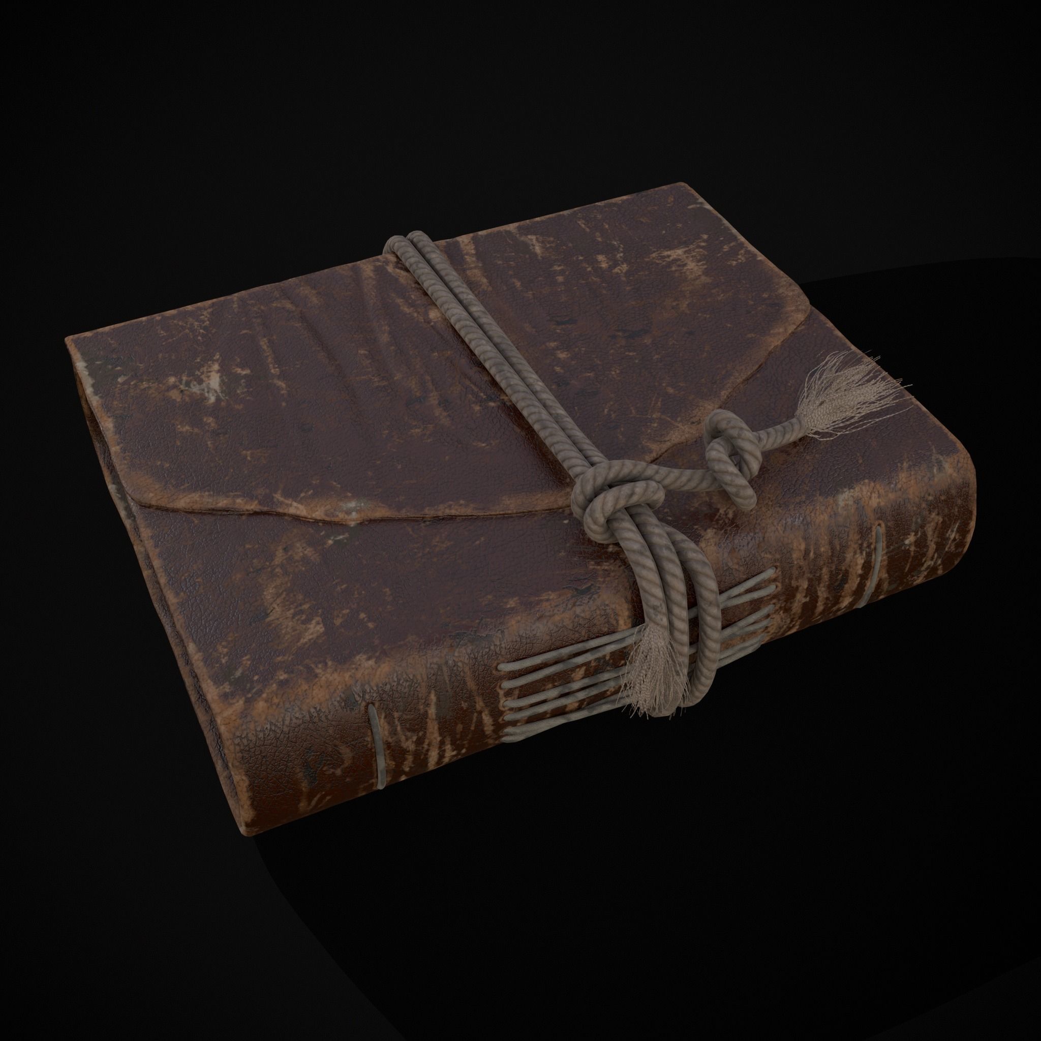 Rope Tied Leather Bound Book Low-poly 3D model_15
