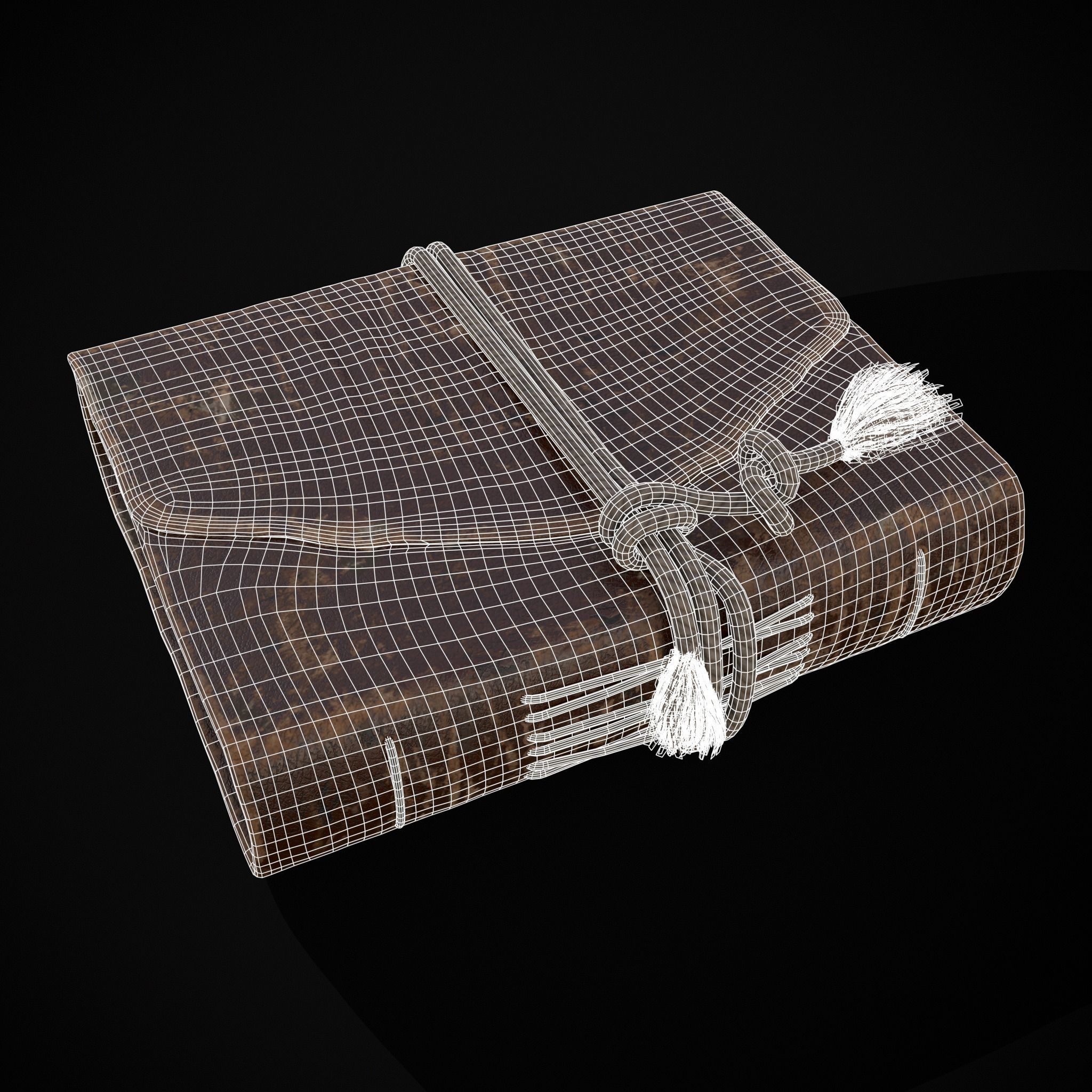 Rope Tied Leather Bound Book Low-poly 3D model_16