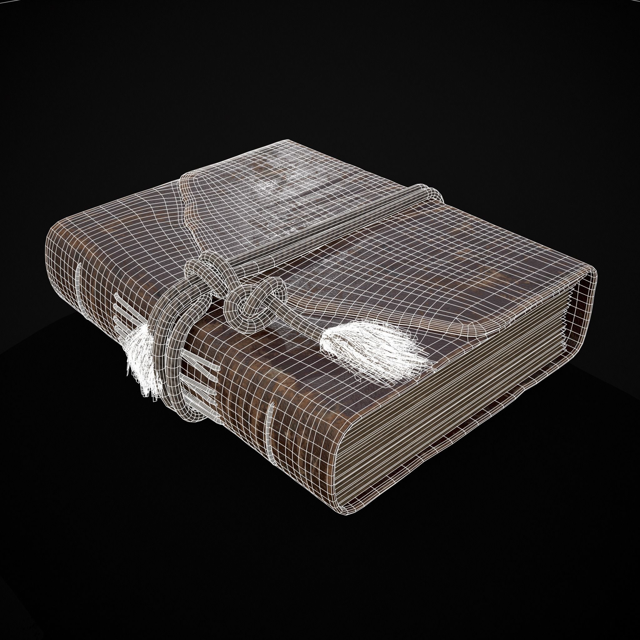 Rope Tied Leather Bound Book Low-poly 3D model_34