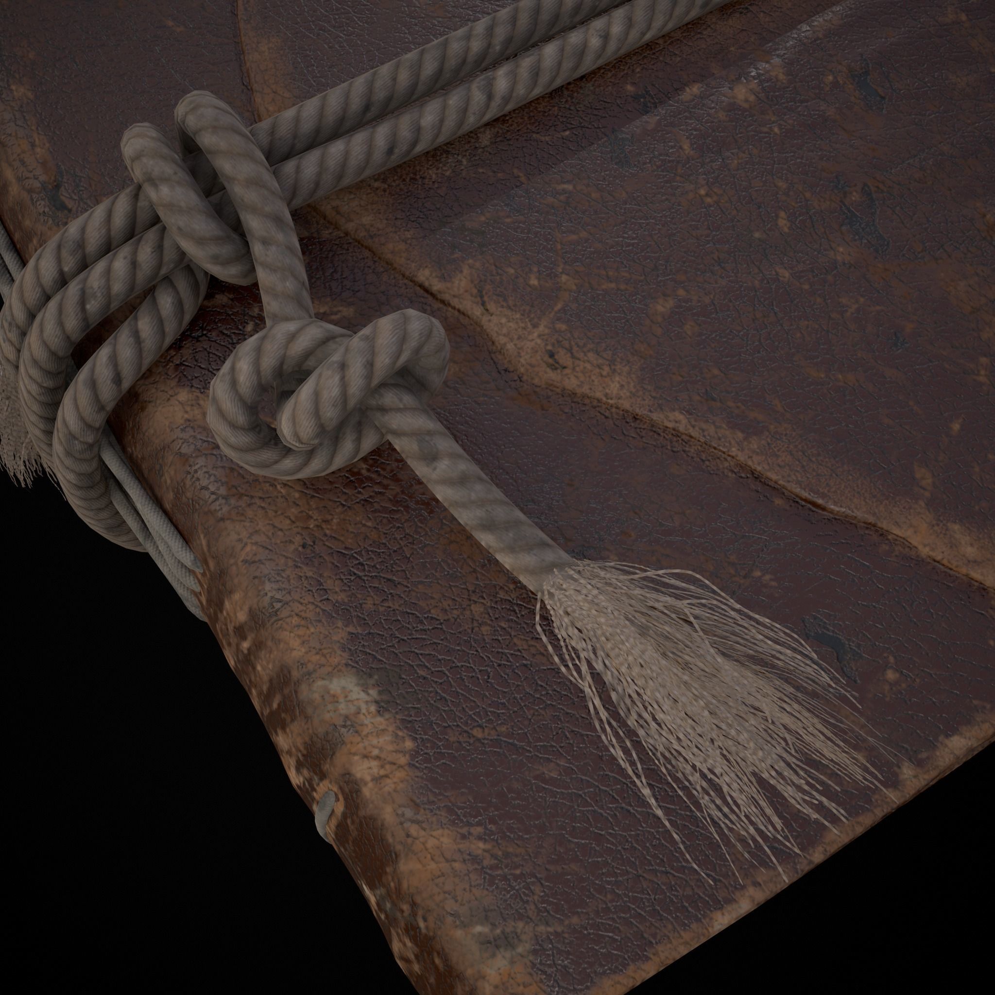 Rope Tied Leather Bound Book Low-poly 3D model_5