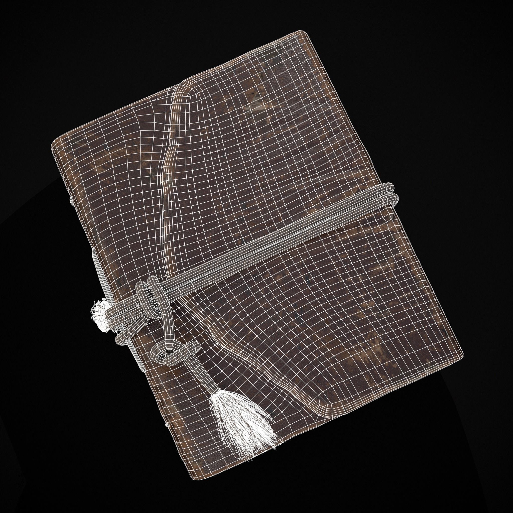 Rope Tied Leather Bound Book Low-poly 3D model_32