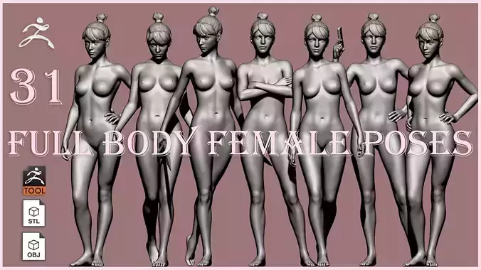 Female full body poses 3D model