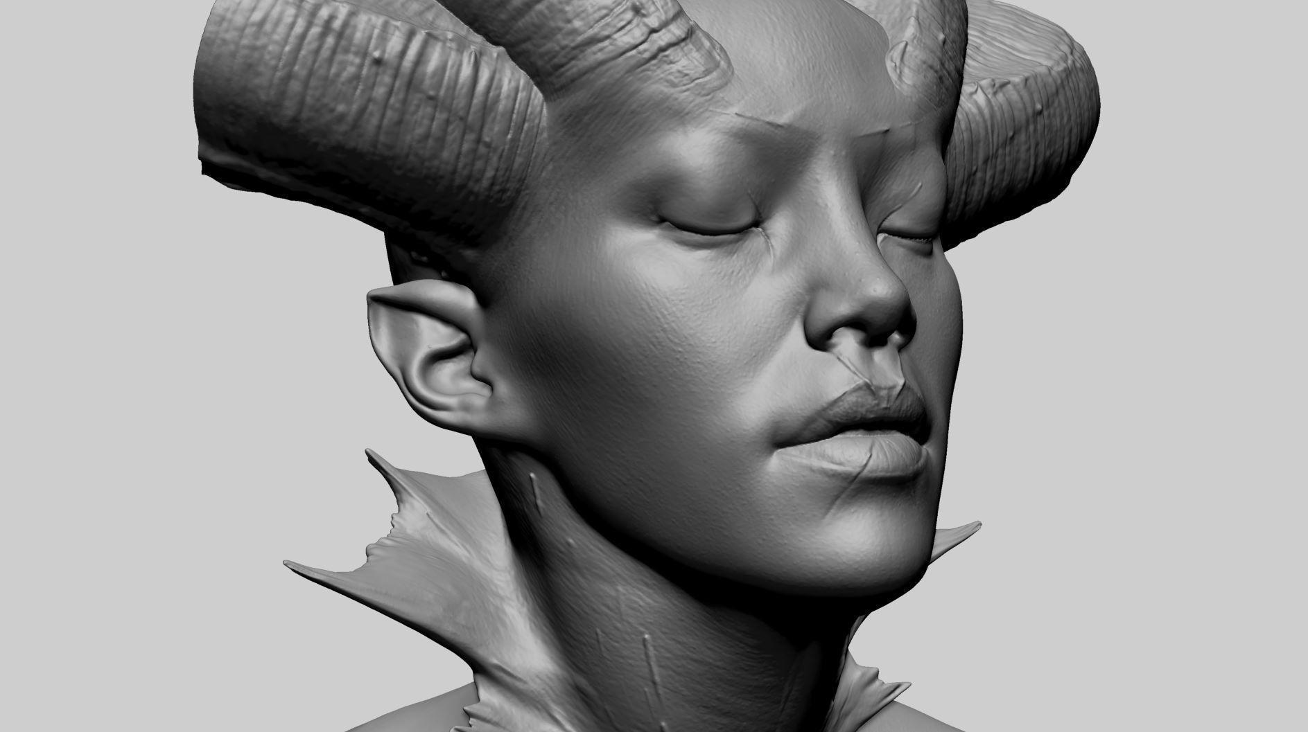 Fantasy Female Bust E 3D print model_10