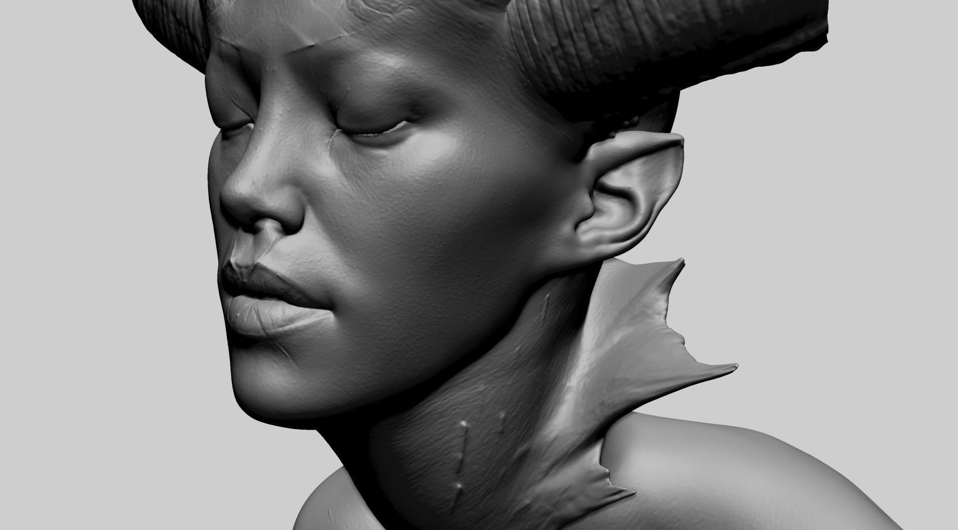 Fantasy Female Bust E 3D print model_11