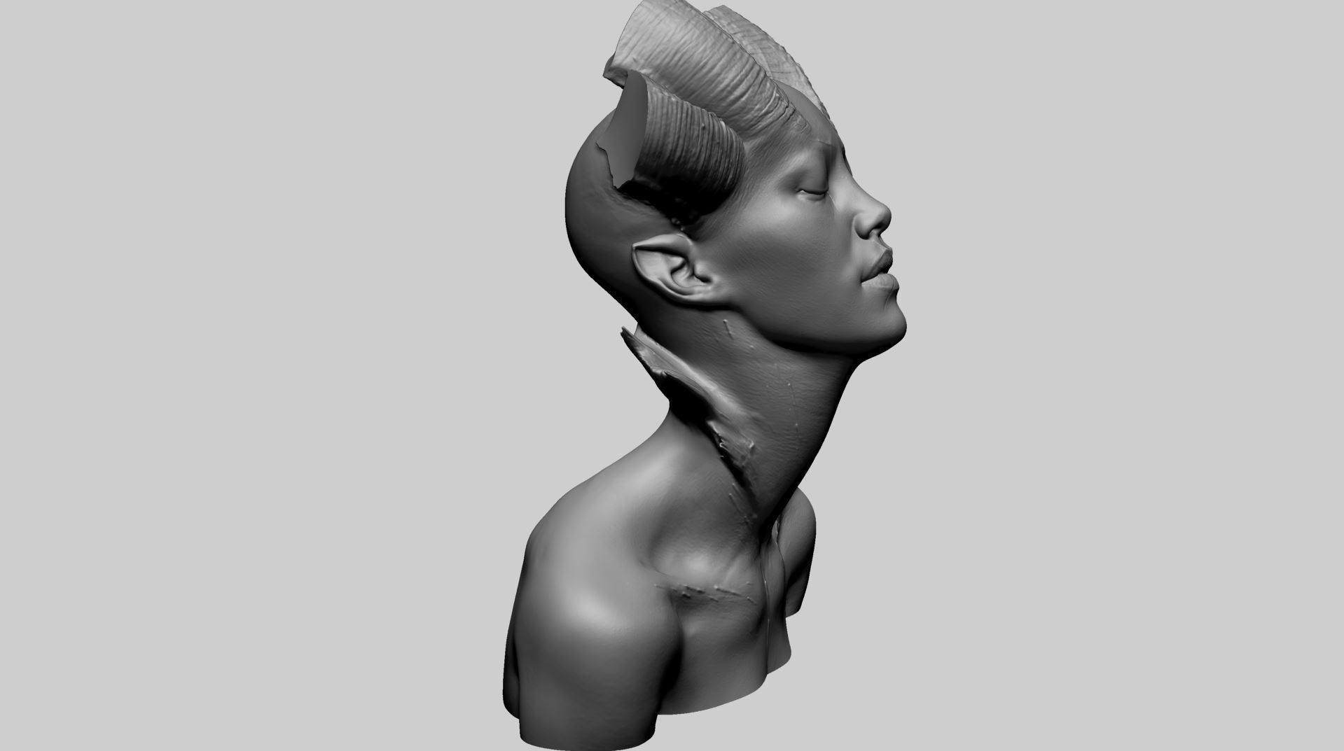Fantasy Female Bust E 3D print model_1