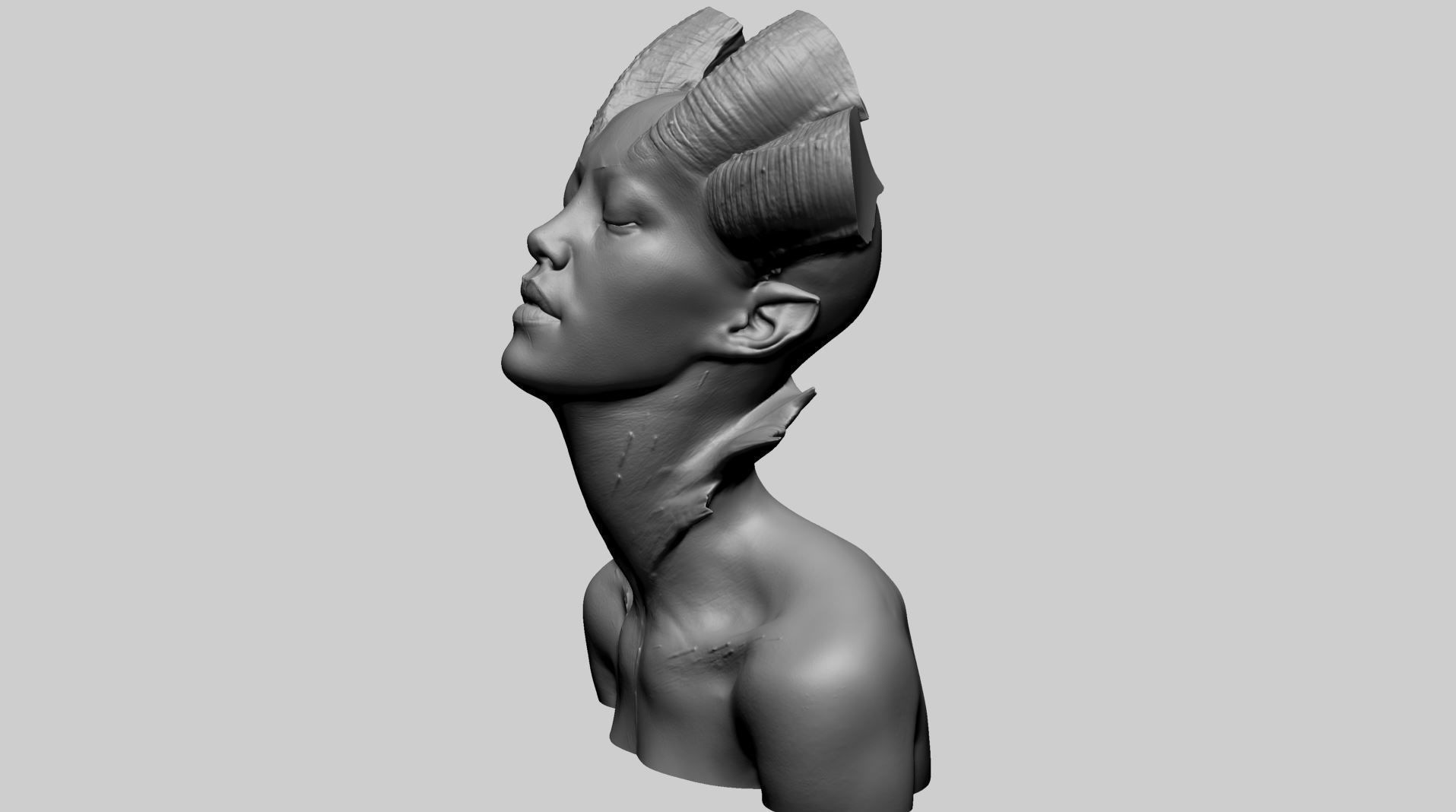 Fantasy Female Bust E 3D print model_6