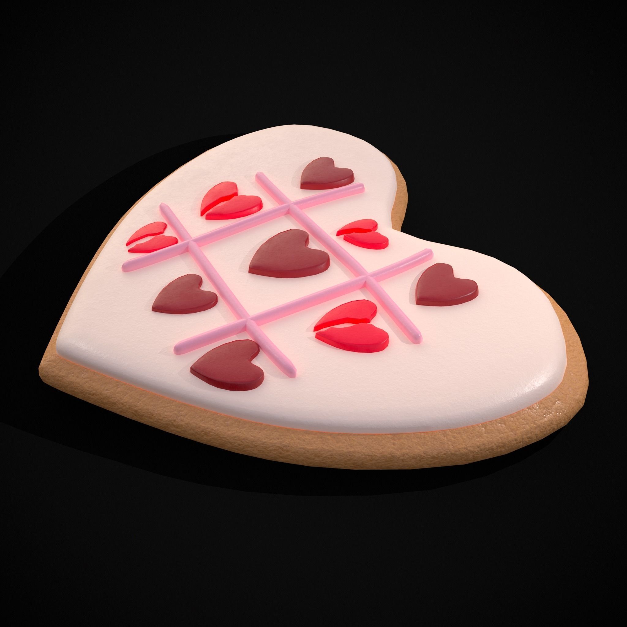 Valentines Tic Tac Toe Cookie Low-poly 3D model_13