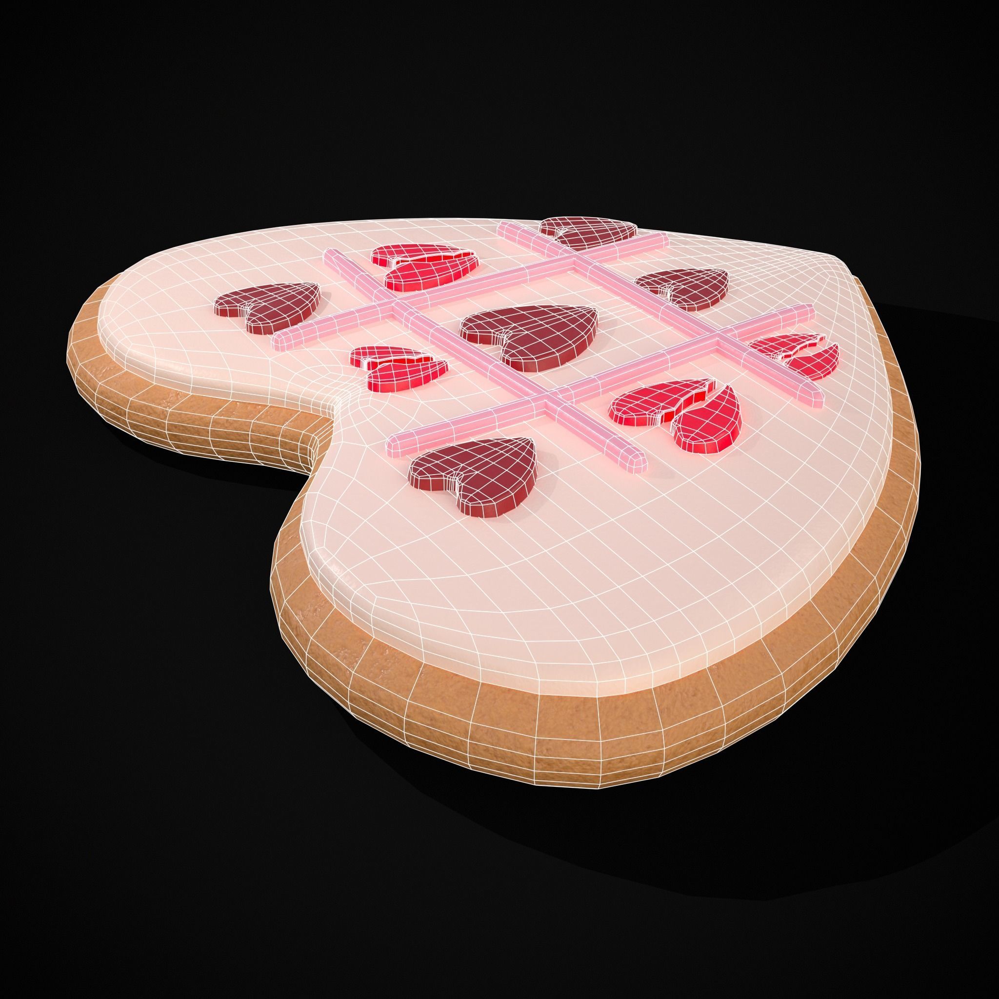 Valentines Tic Tac Toe Cookie Low-poly 3D model_10