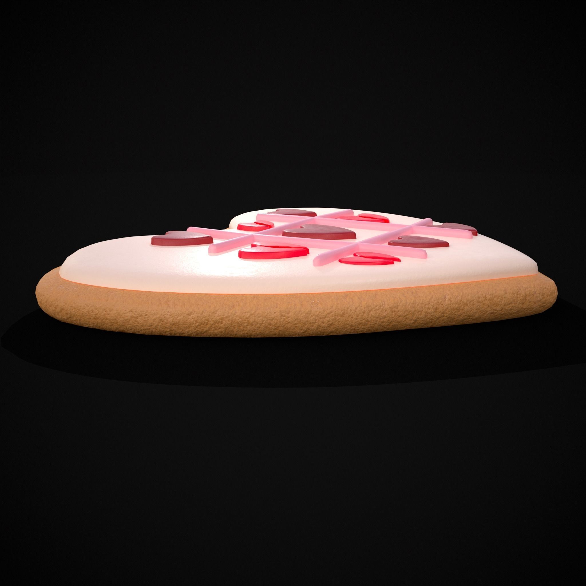 Valentines Tic Tac Toe Cookie Low-poly 3D model_7