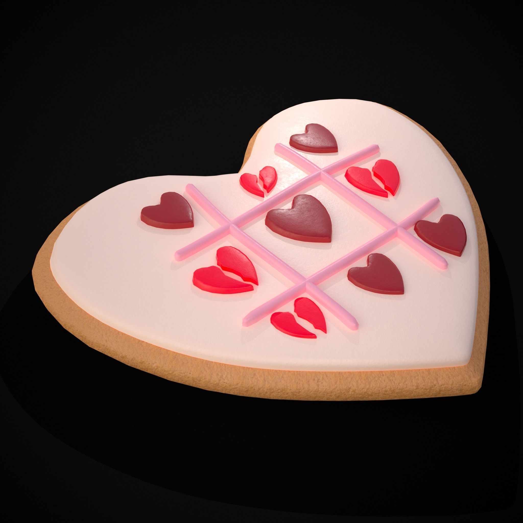 Valentines Tic Tac Toe Cookie Low-poly 3D model_19