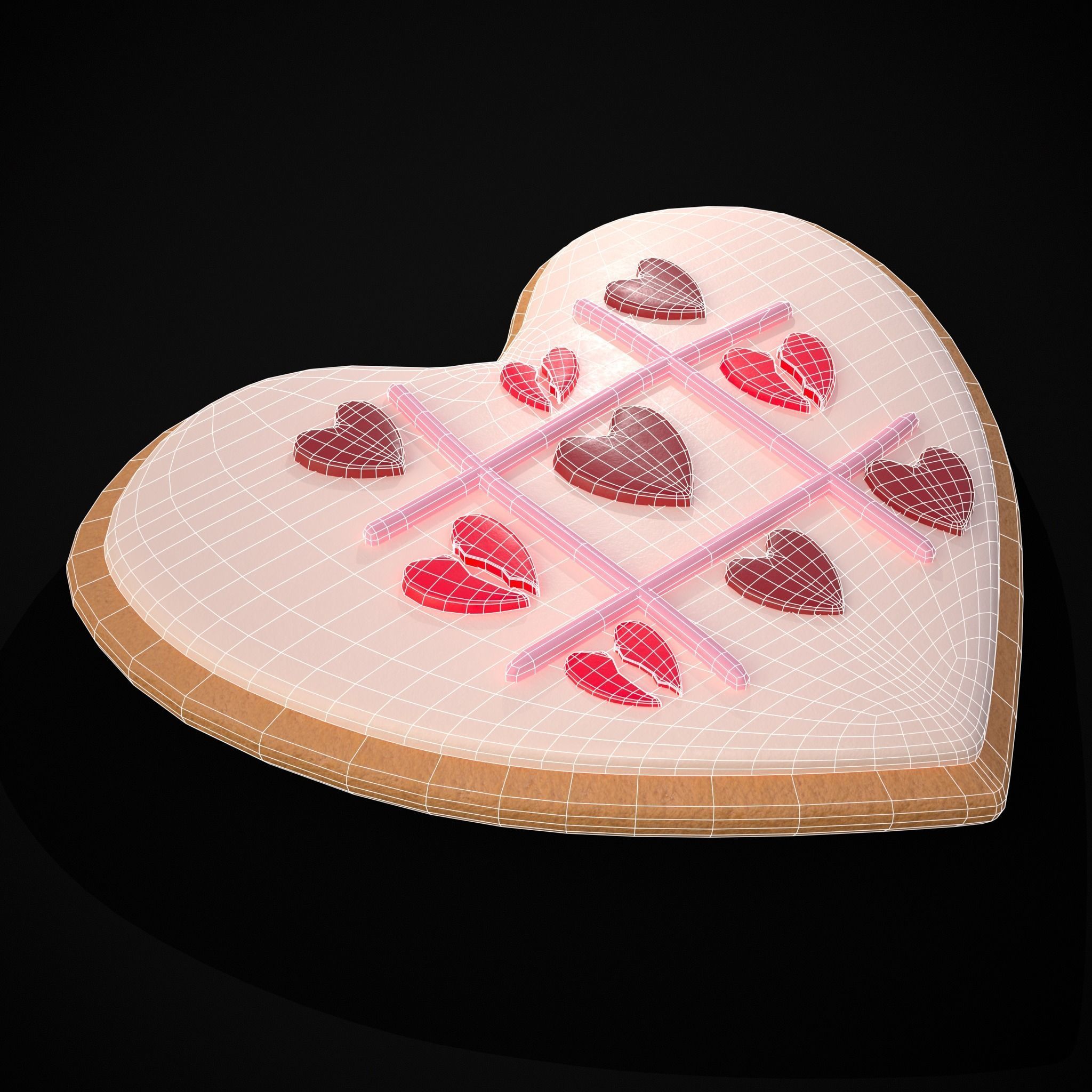 Valentines Tic Tac Toe Cookie Low-poly 3D model_20