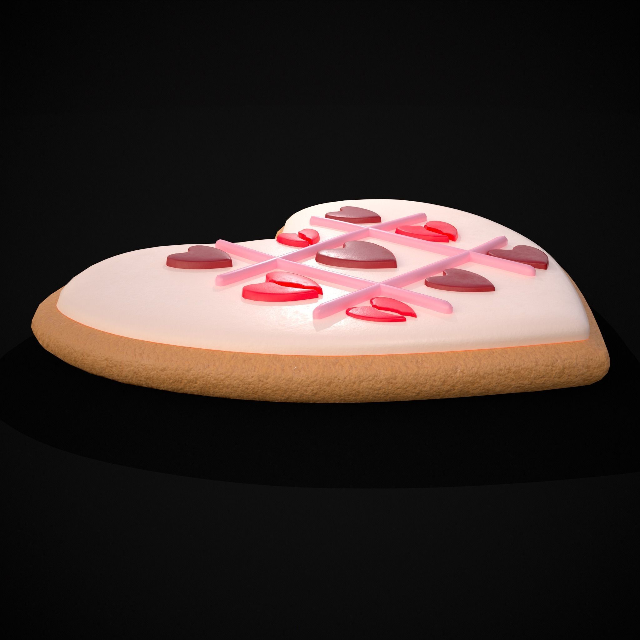 Valentines Tic Tac Toe Cookie Low-poly 3D model_11