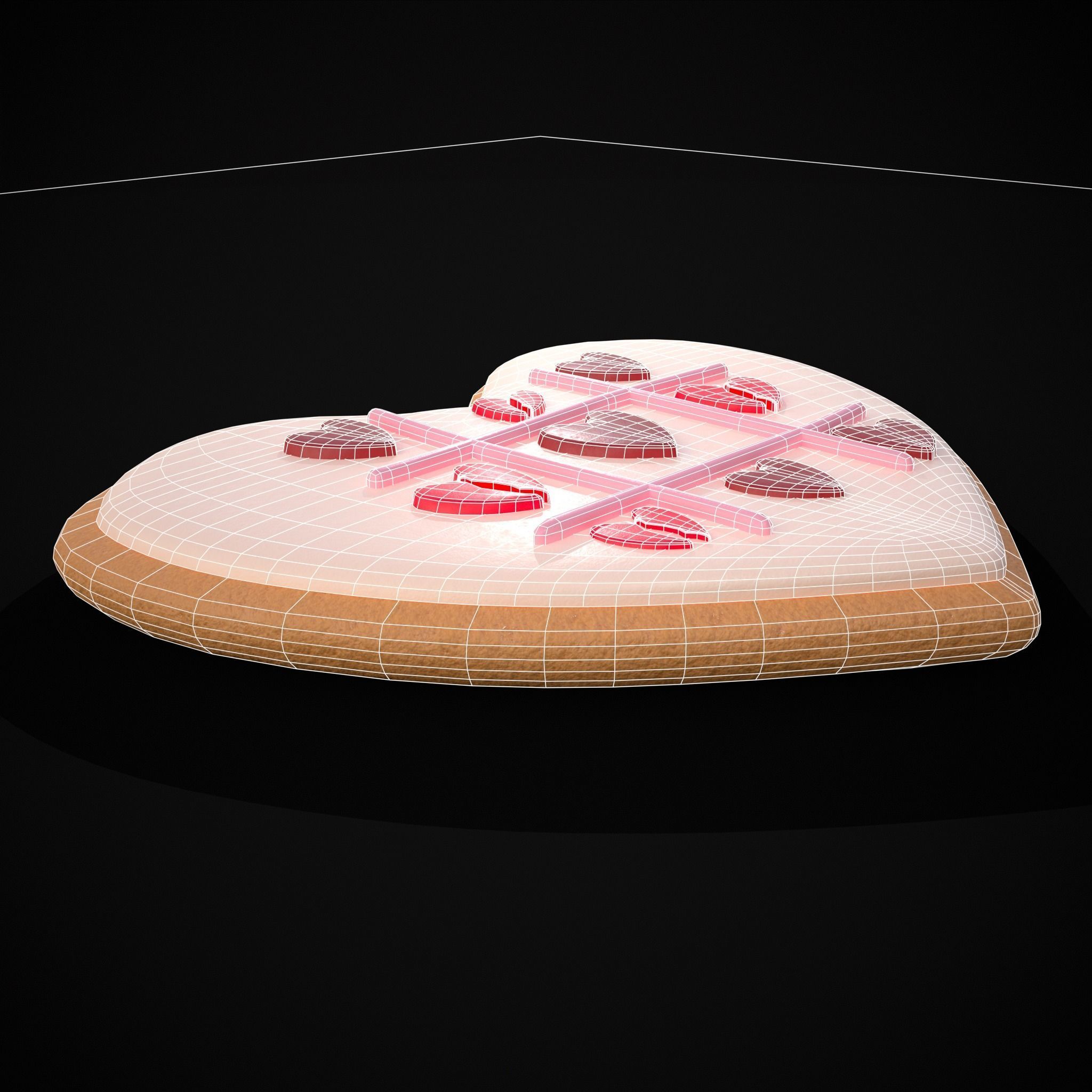 Valentines Tic Tac Toe Cookie Low-poly 3D model_12