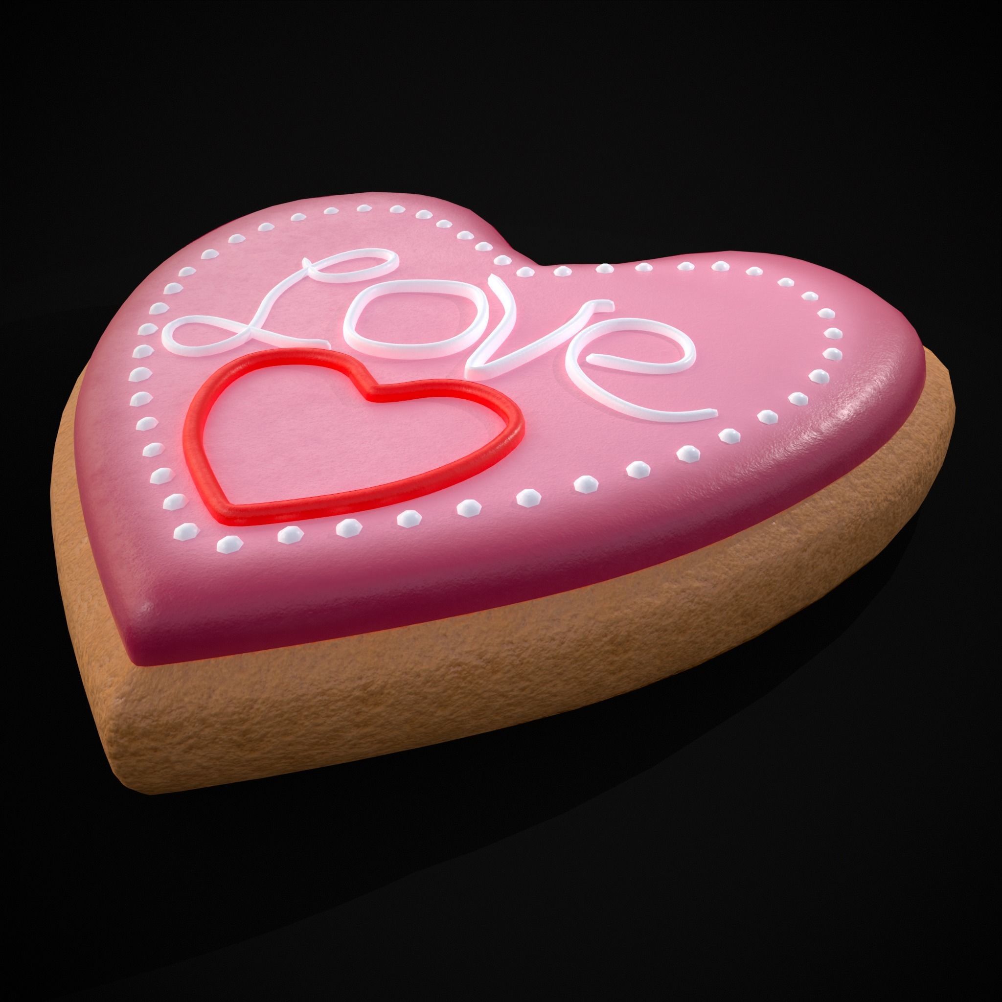 Valentines Love Heart Cookie Low-poly 3D model_3