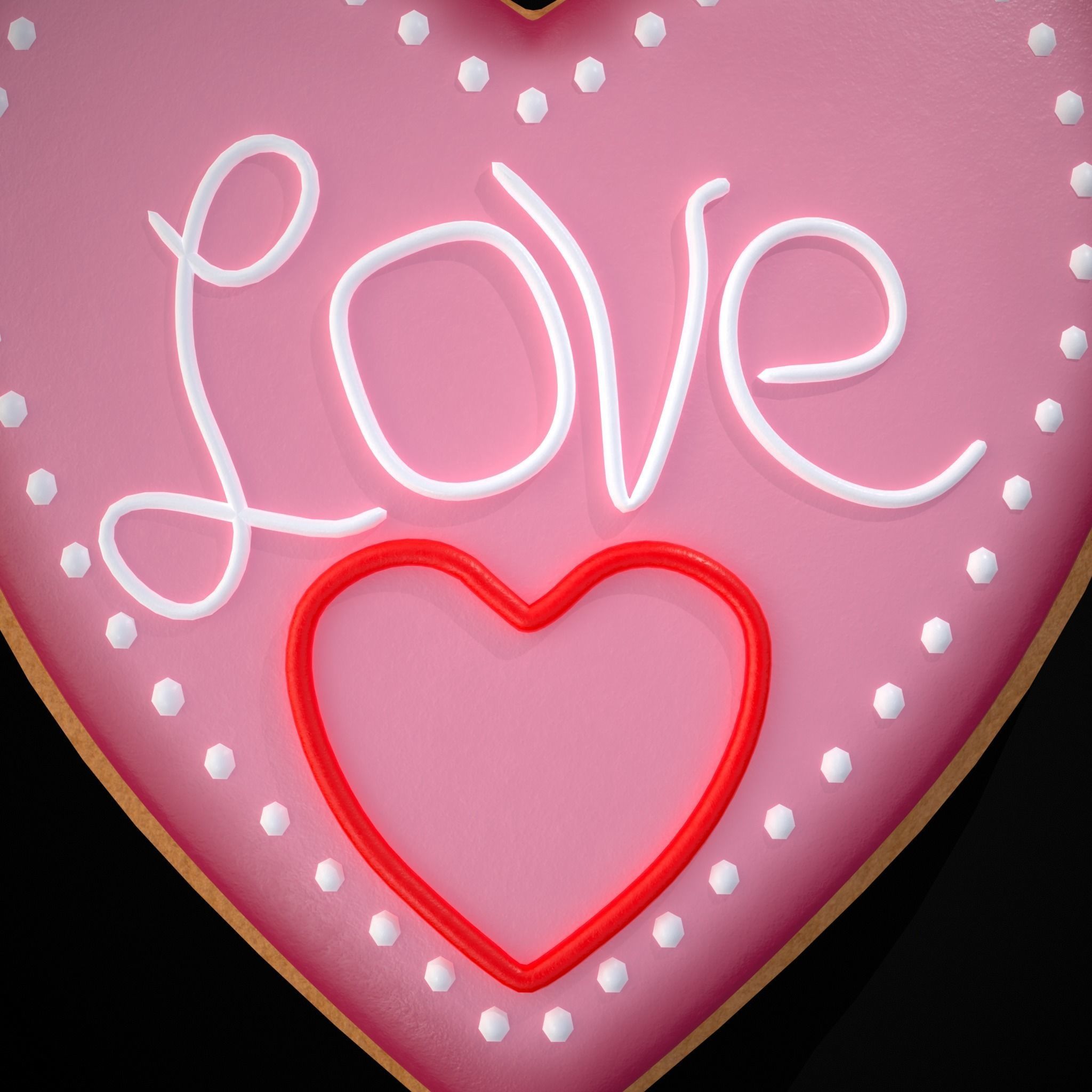 Valentines Love Heart Cookie Low-poly 3D model_17