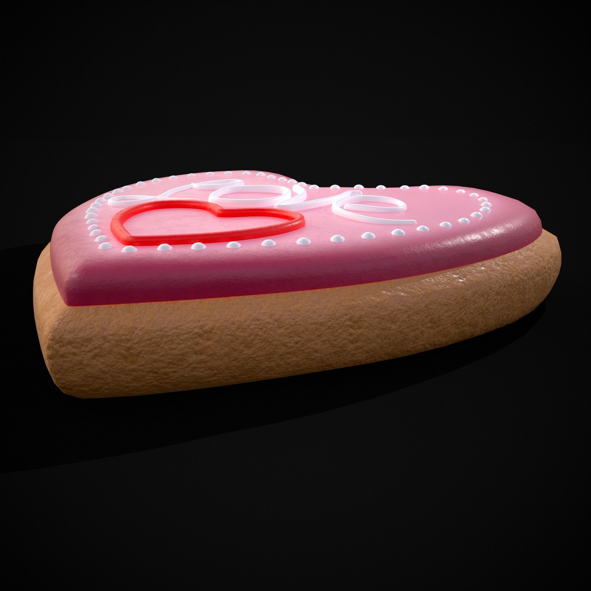 Valentines Love Heart Cookie Low-poly 3D model_13
