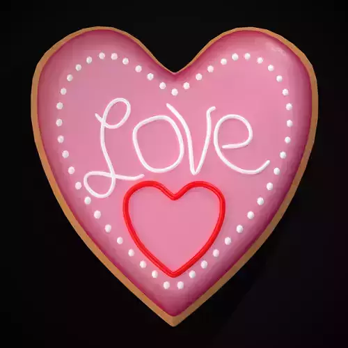 Valentines Love Heart Cookie Low-poly 3D model