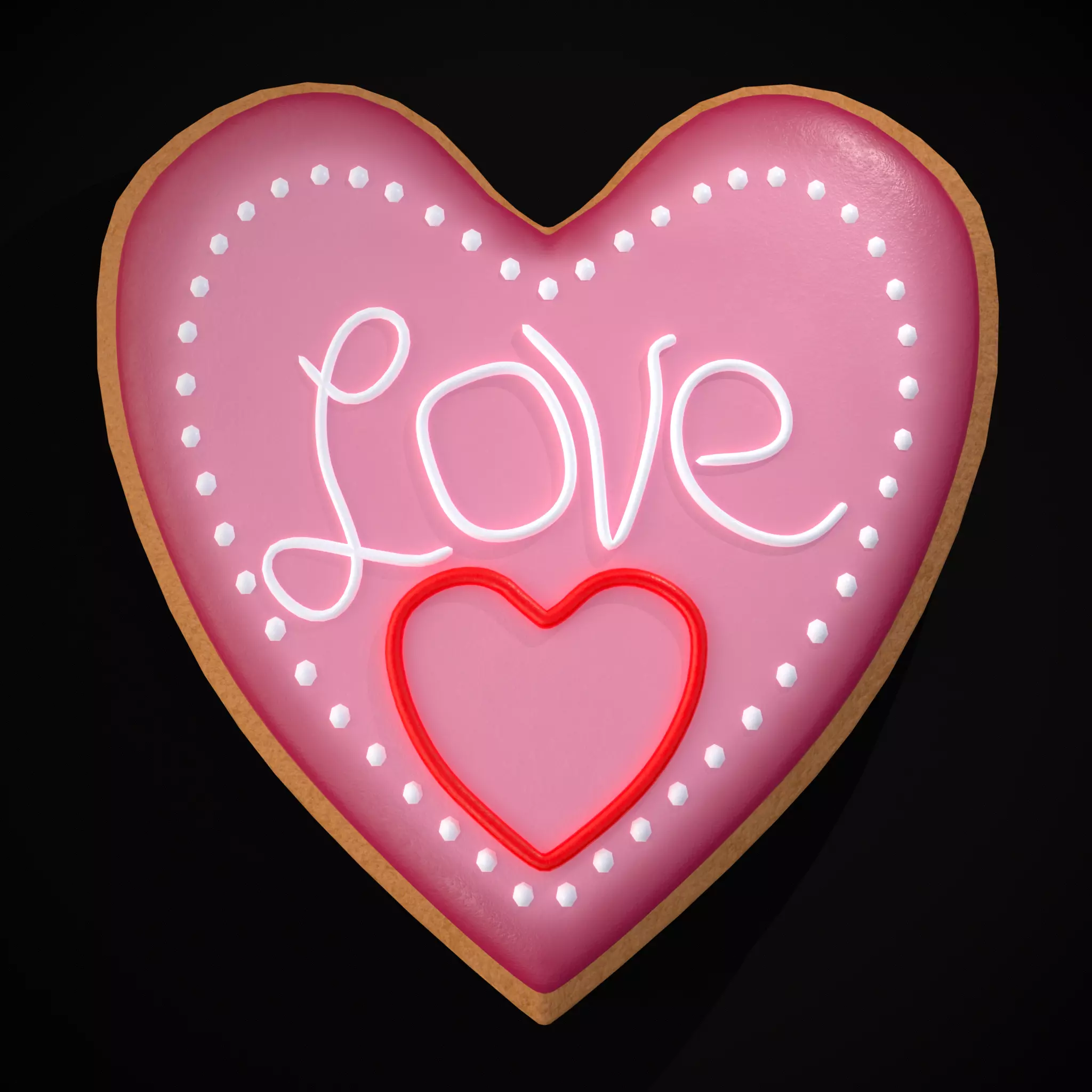 Valentines Love Heart Cookie Low-poly 3D model_0