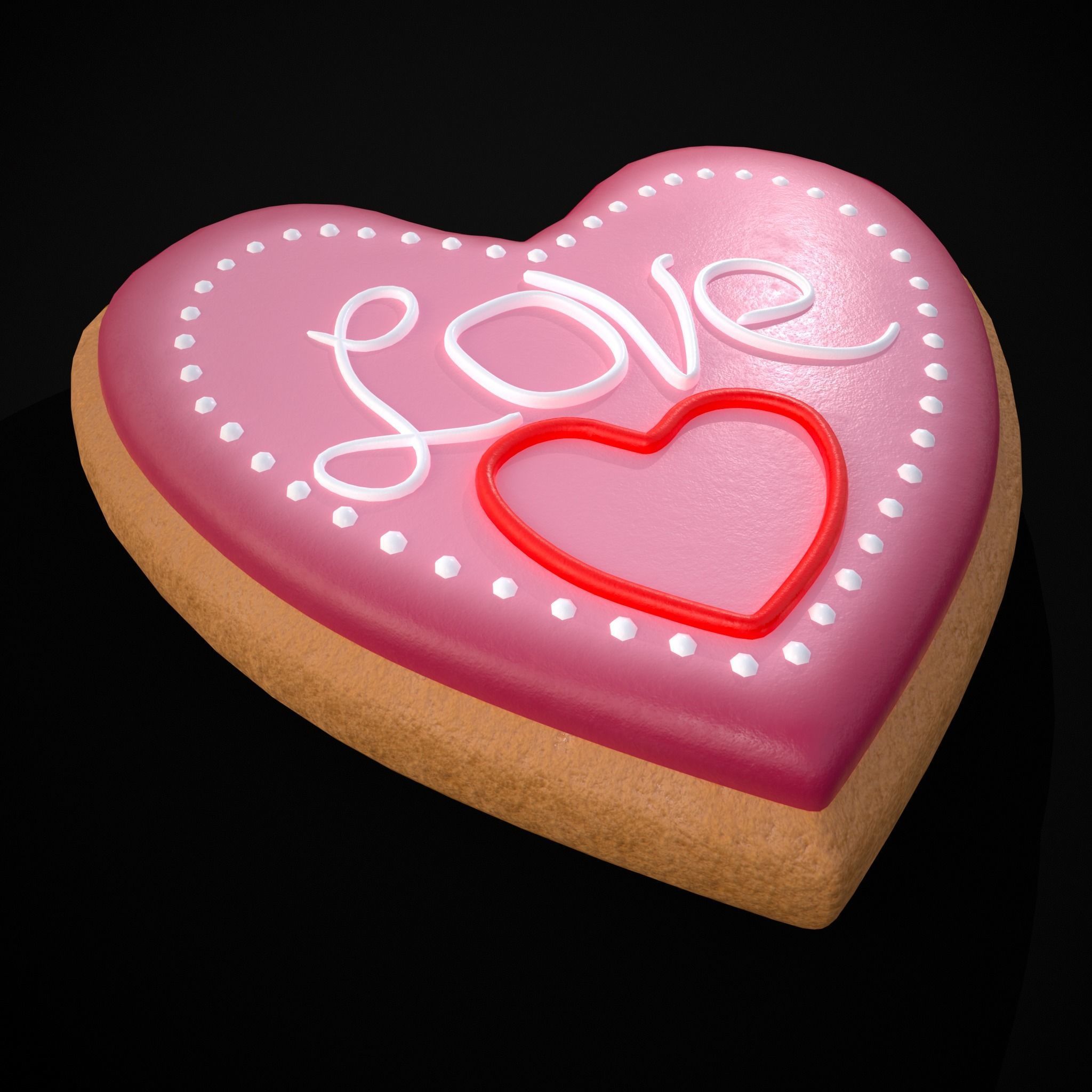 Valentines Love Heart Cookie Low-poly 3D model_11
