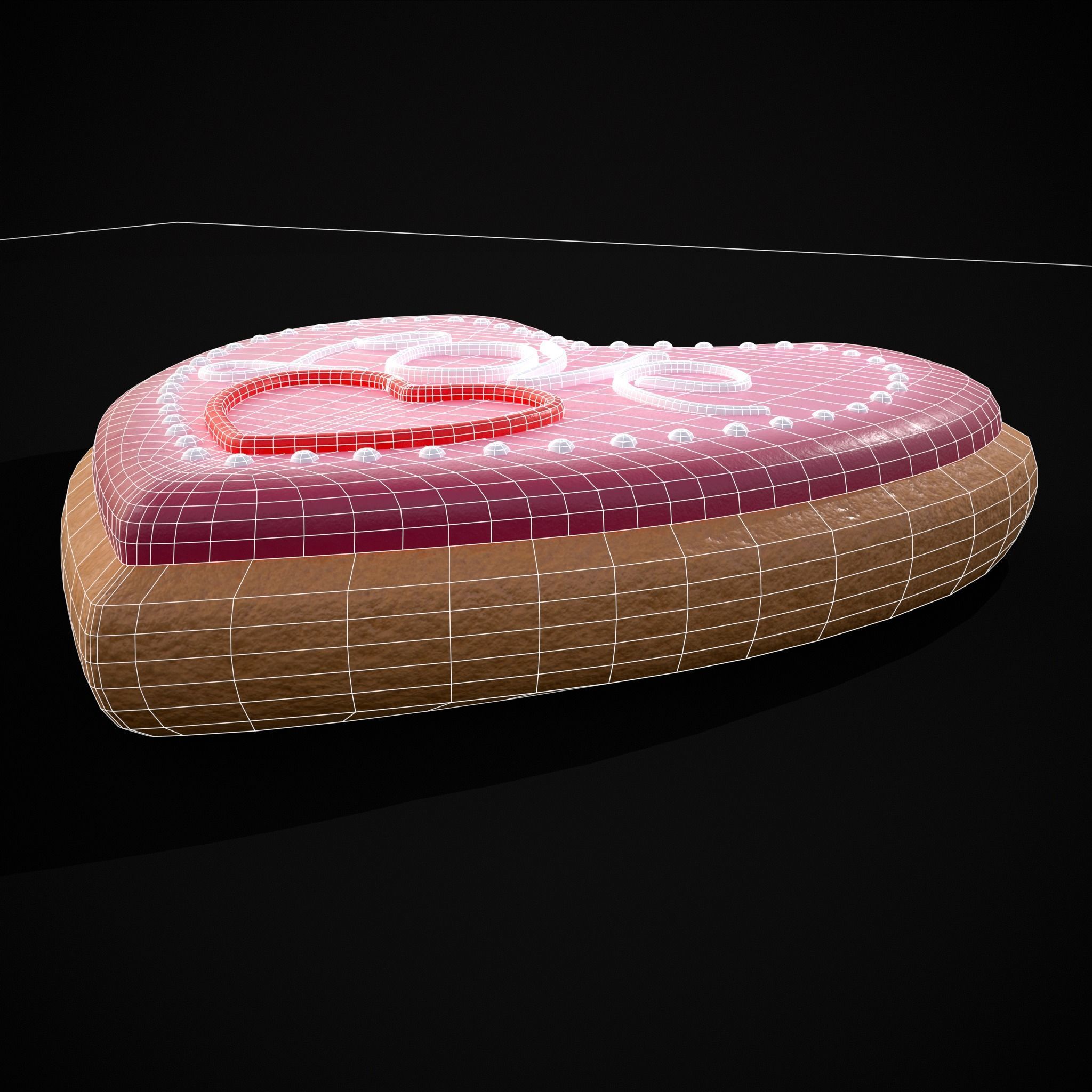 Valentines Love Heart Cookie Low-poly 3D model_14