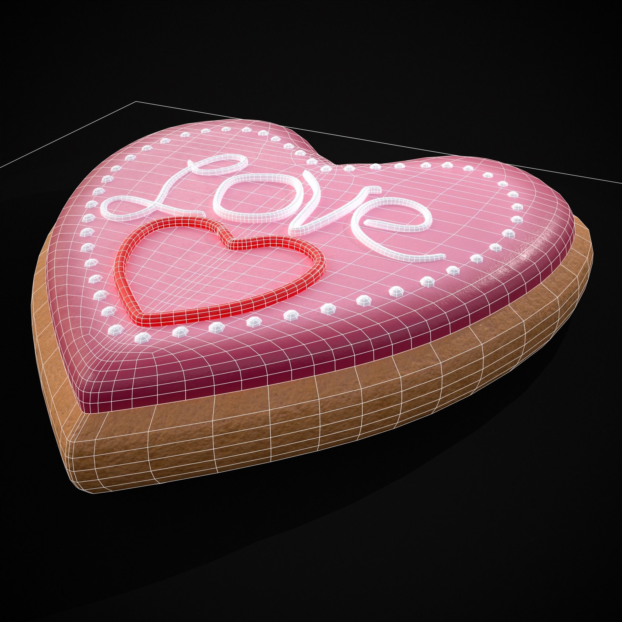 Valentines Love Heart Cookie Low-poly 3D model_4