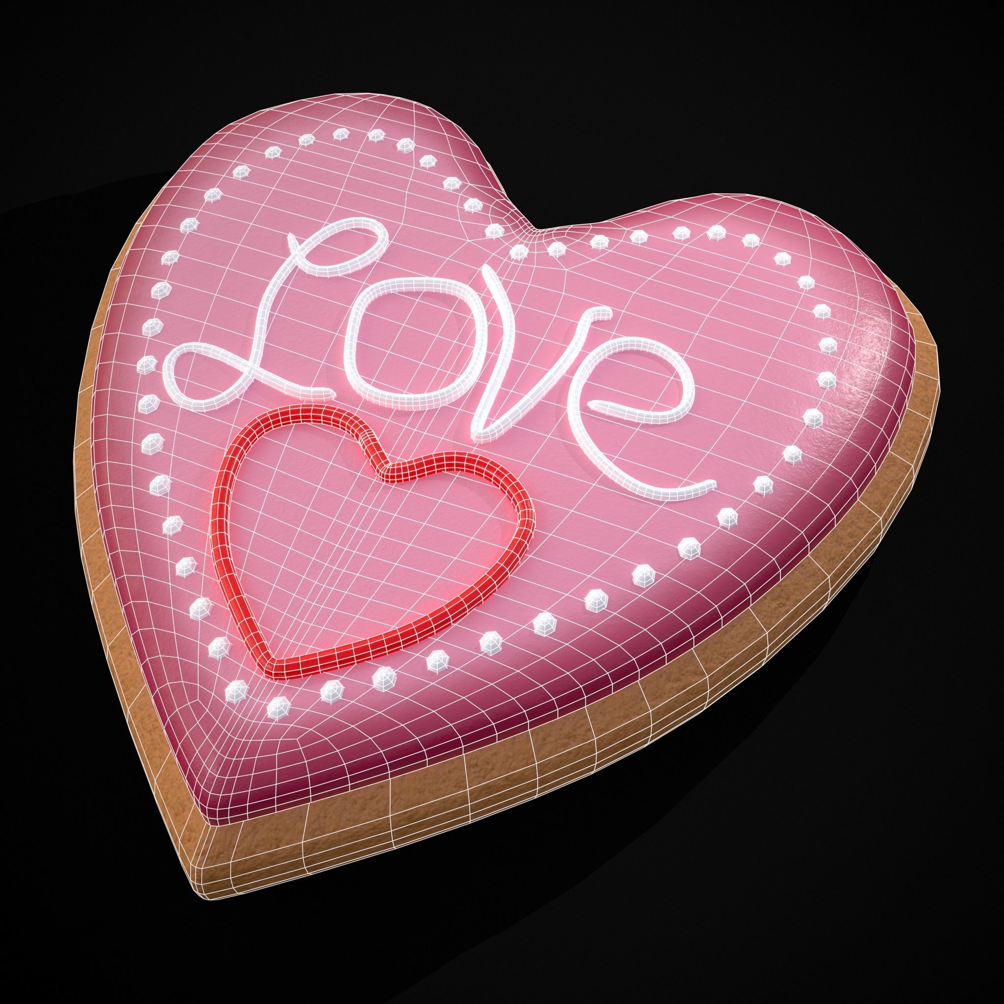 Valentines Love Heart Cookie Low-poly 3D model_20