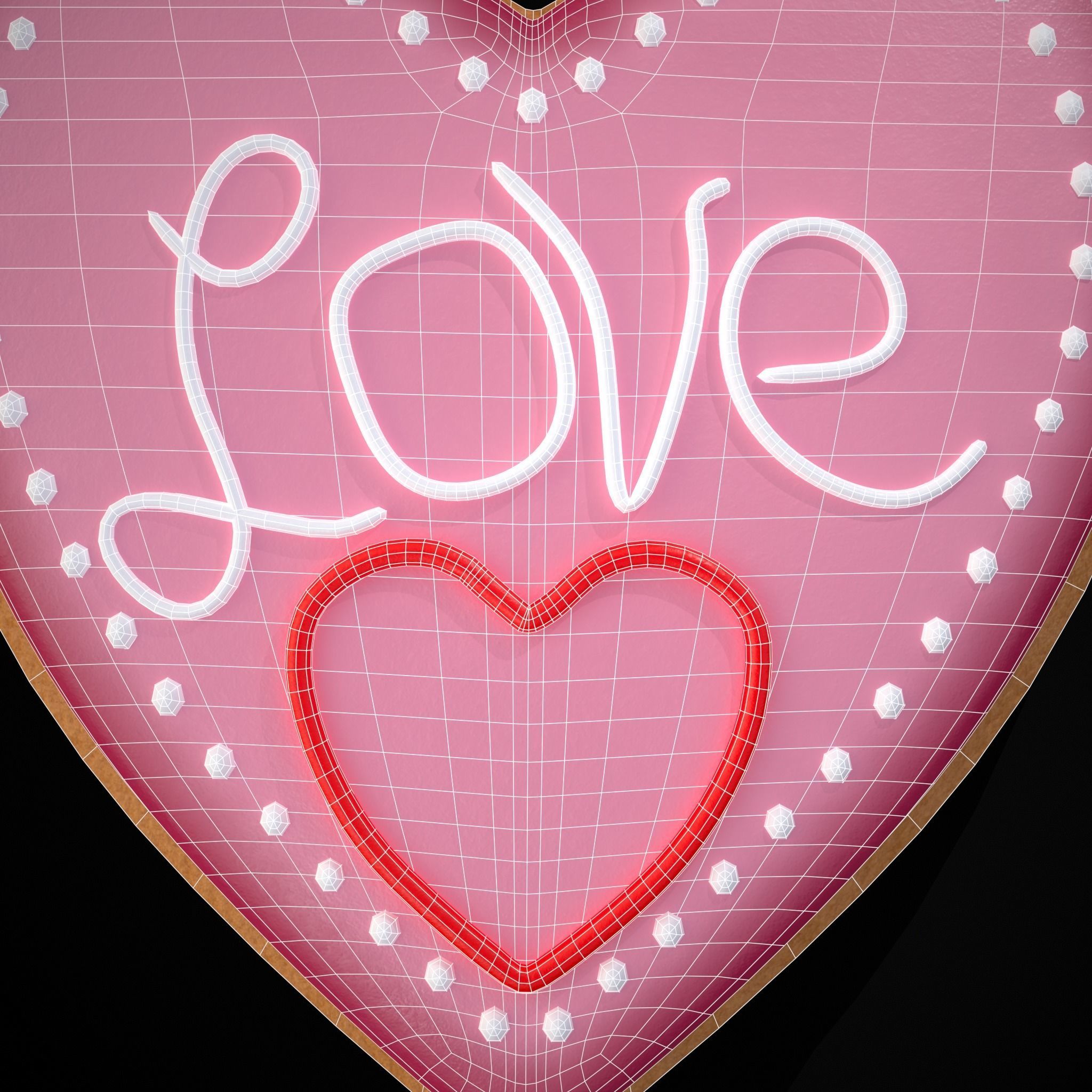Valentines Love Heart Cookie Low-poly 3D model_18