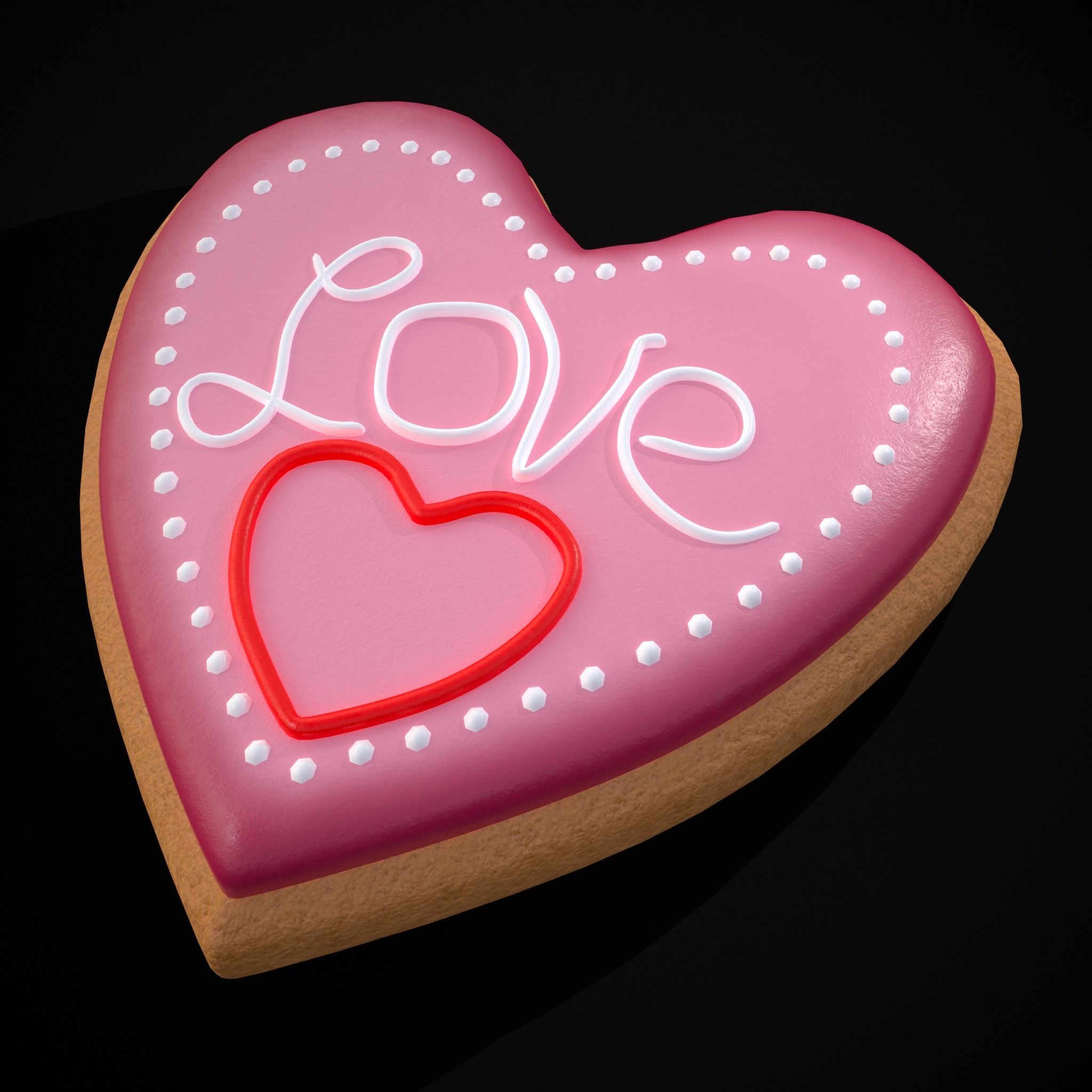 Valentines Love Heart Cookie Low-poly 3D model_19