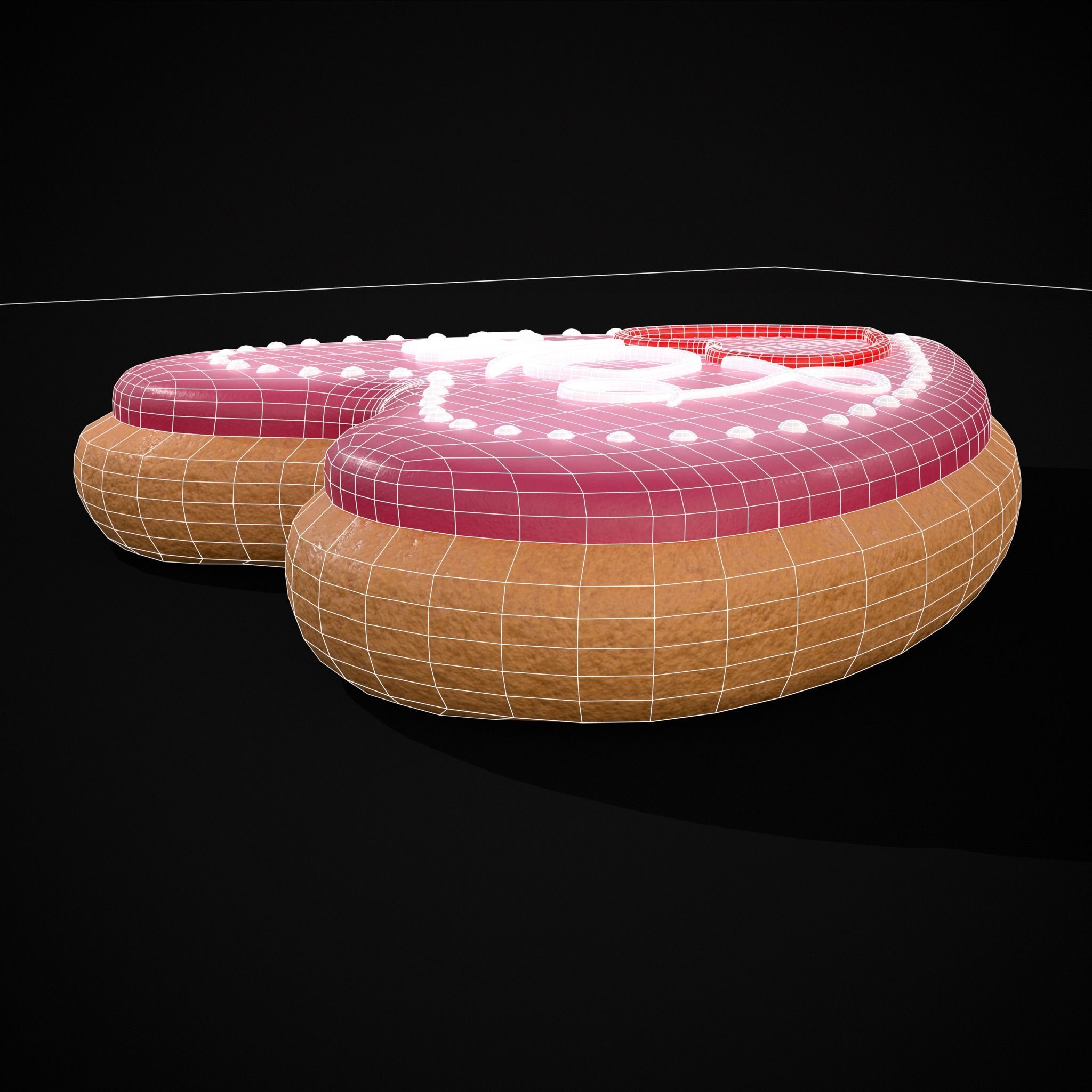 Valentines Love Heart Cookie Low-poly 3D model_16