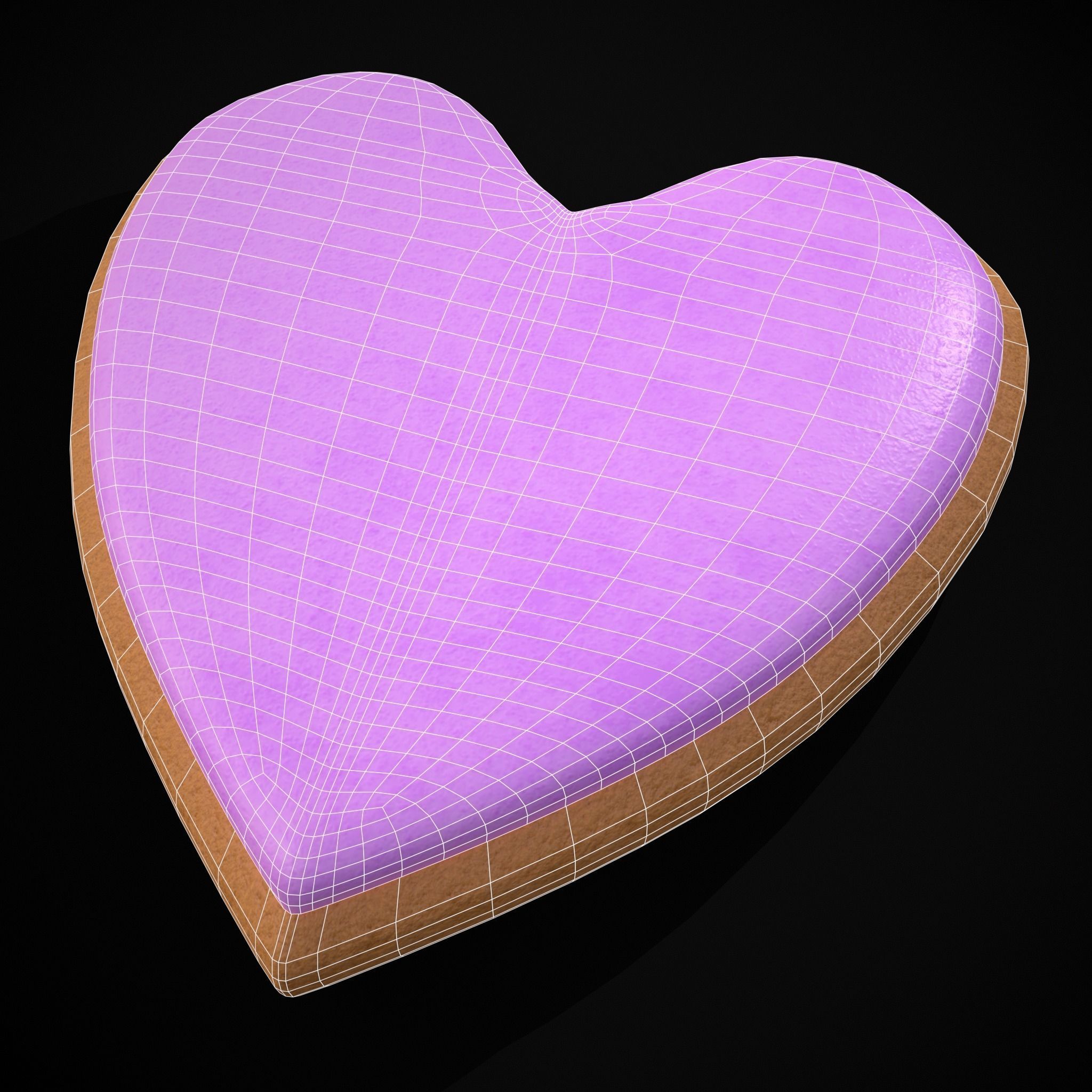 Valentines Pink Glaze Cookie Low-poly 3D model_20