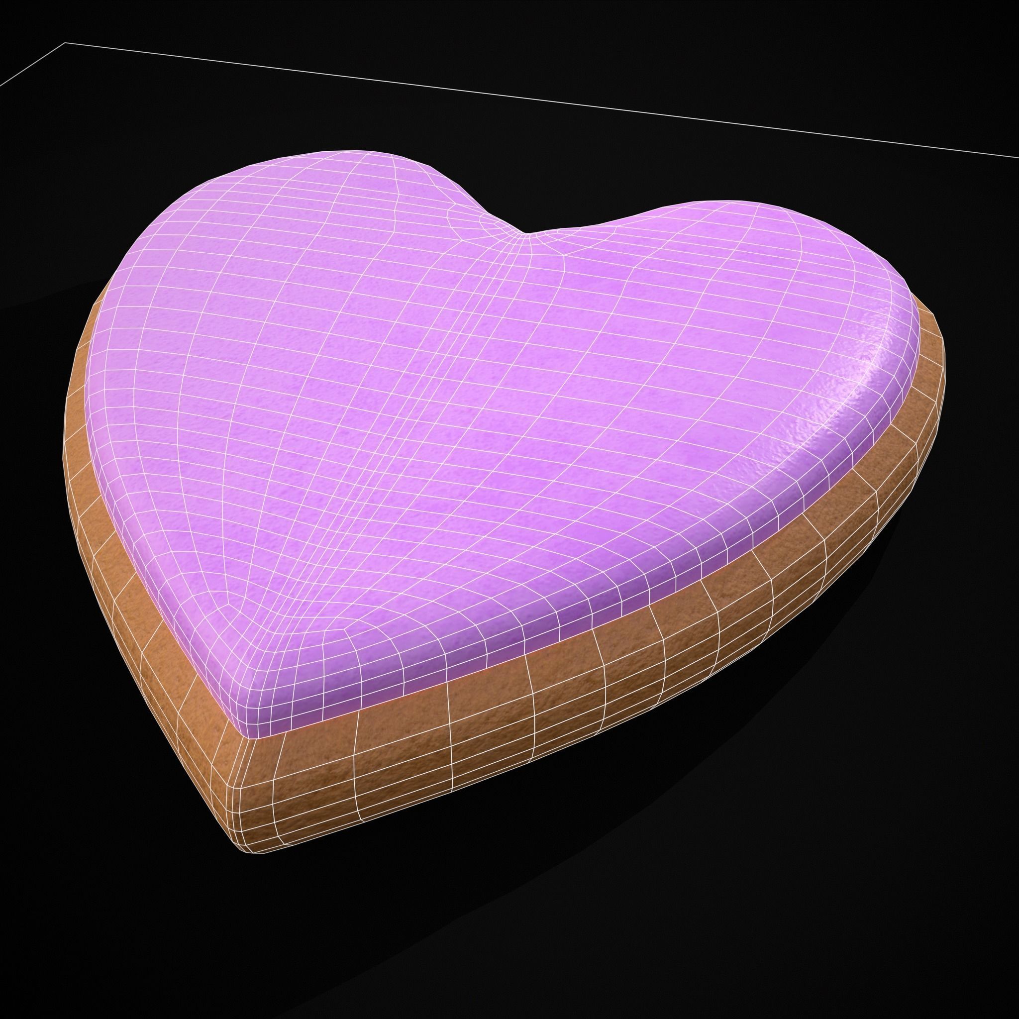 Valentines Pink Glaze Cookie Low-poly 3D model_2