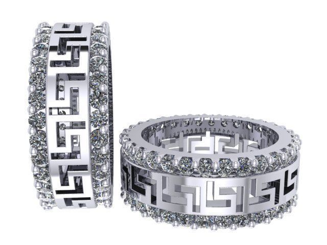 Rings greek wedding ring gold with diamonds 3D print model_1