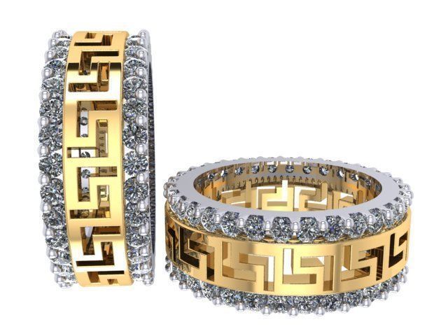 Rings greek wedding ring gold with diamonds 3D print model_2