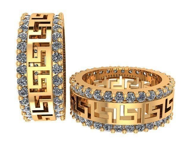 Rings greek wedding ring gold with diamonds 3D print model