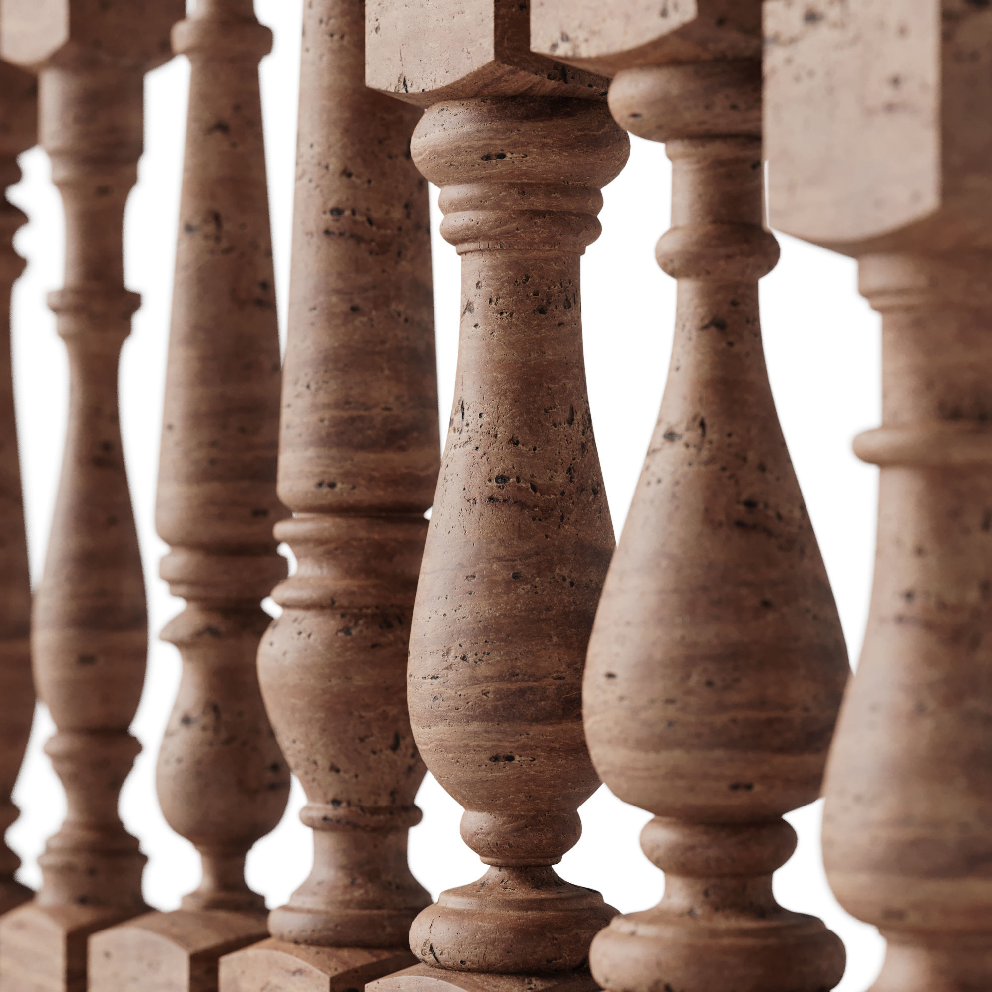 Baluster and railing fence of stairs pack 01 3D model_3