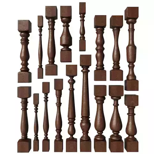 Baluster and railing fence of stairs pack 01