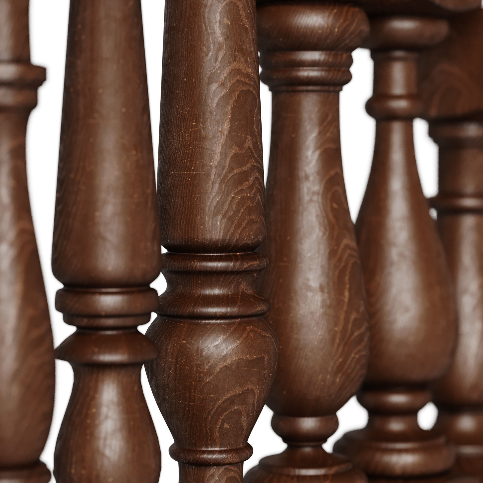 Baluster and railing fence of stairs pack 01 3D model_1