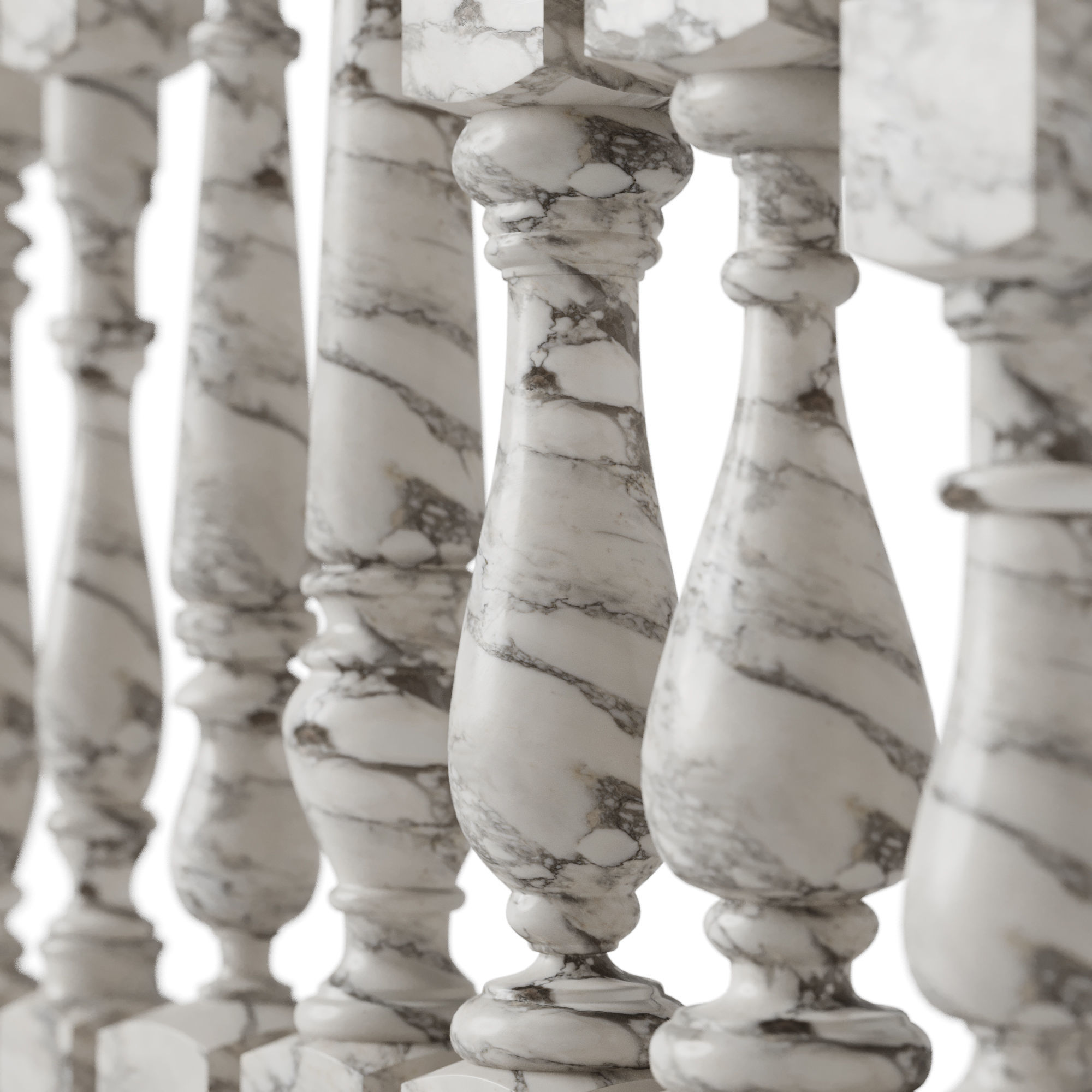 Baluster and railing fence of stairs pack 01 3D model_5