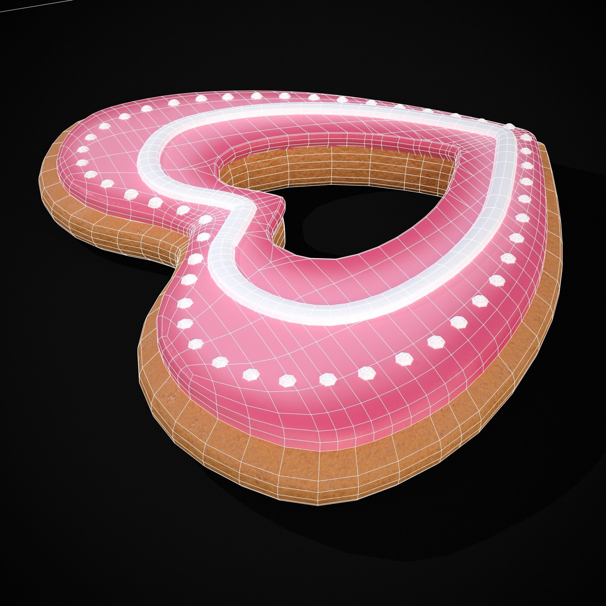 Valentines Heart Hole Cookie Low-poly 3D model_6