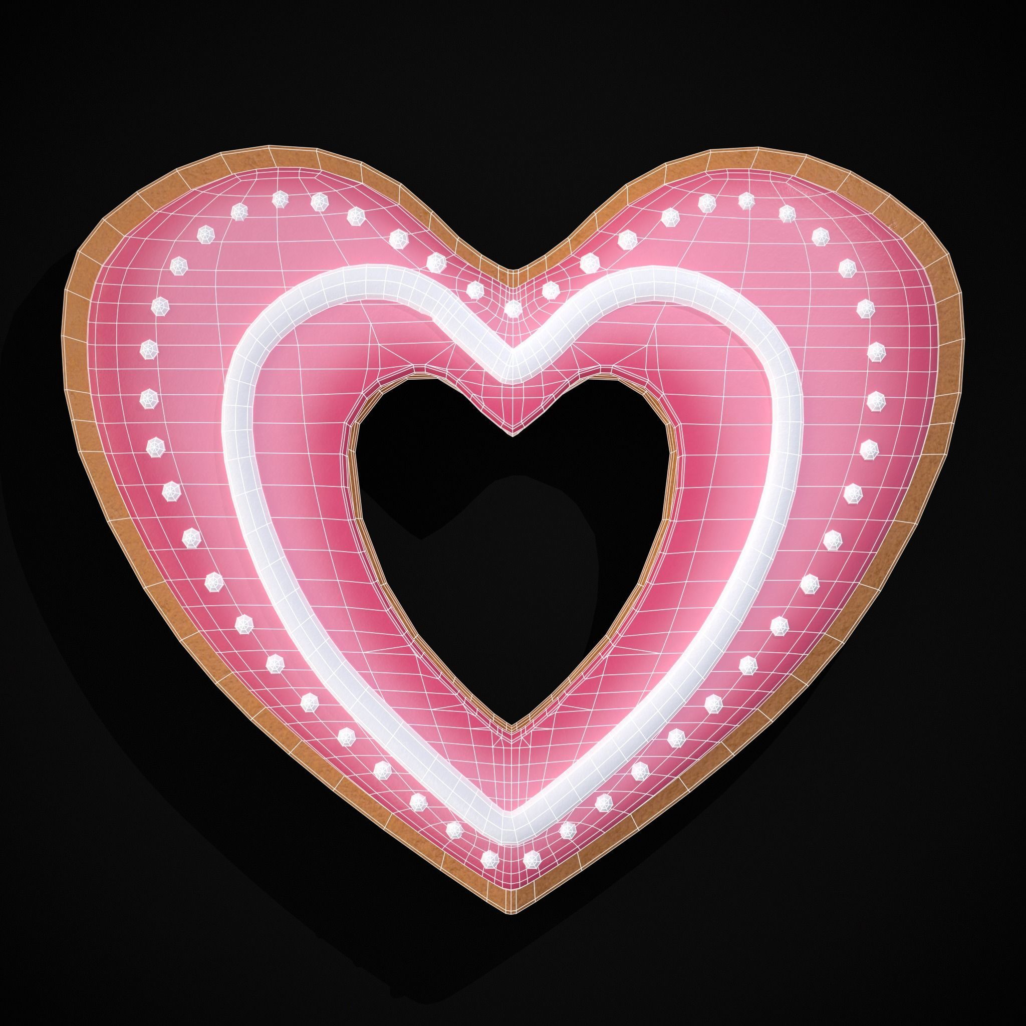Valentines Heart Hole Cookie Low-poly 3D model_4