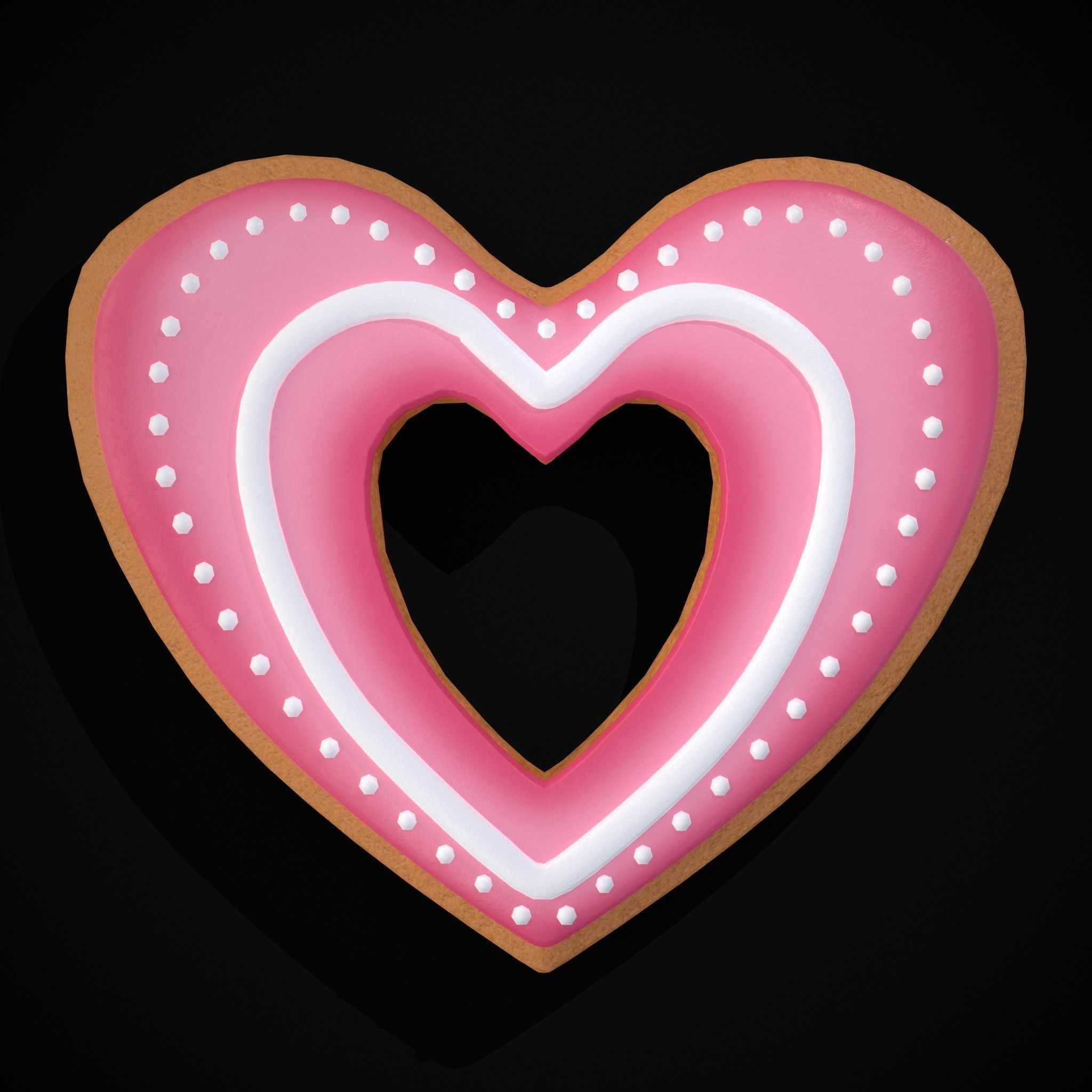 Valentines Heart Hole Cookie Low-poly 3D model_3
