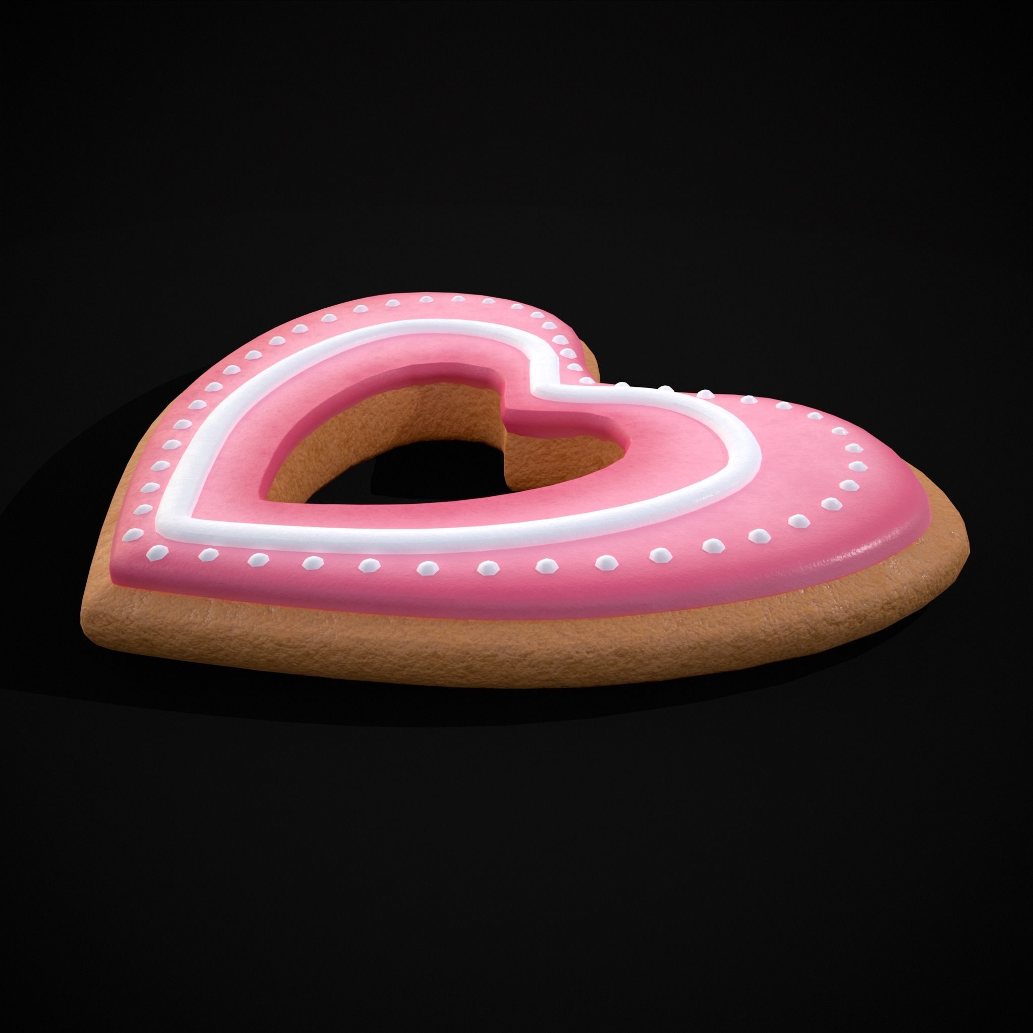 Valentines Heart Hole Cookie Low-poly 3D model_7